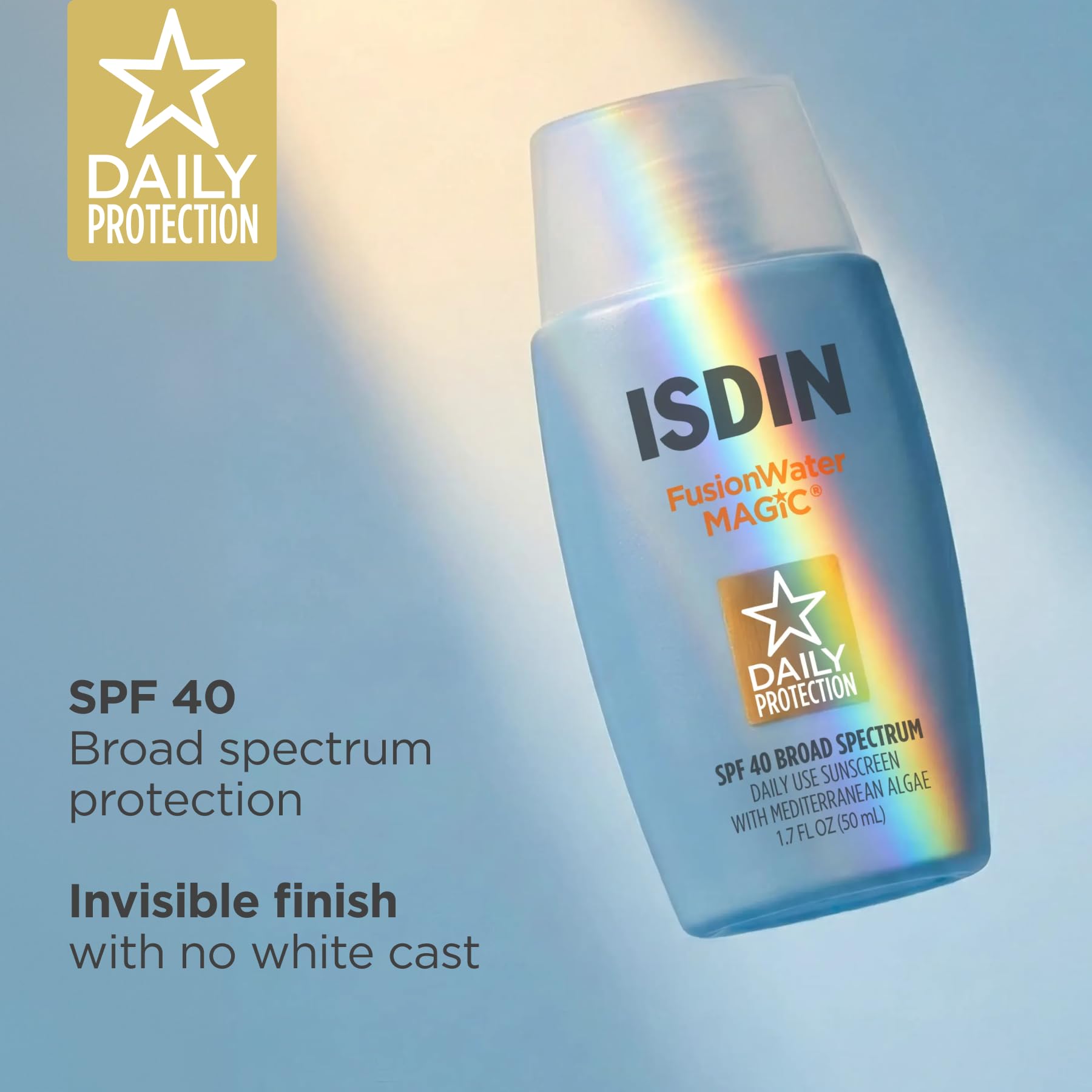 ISDIN Fusion Water MAGIC Lightweight Clear Face Sunscreen - Premium Selection Official Imagery - 5