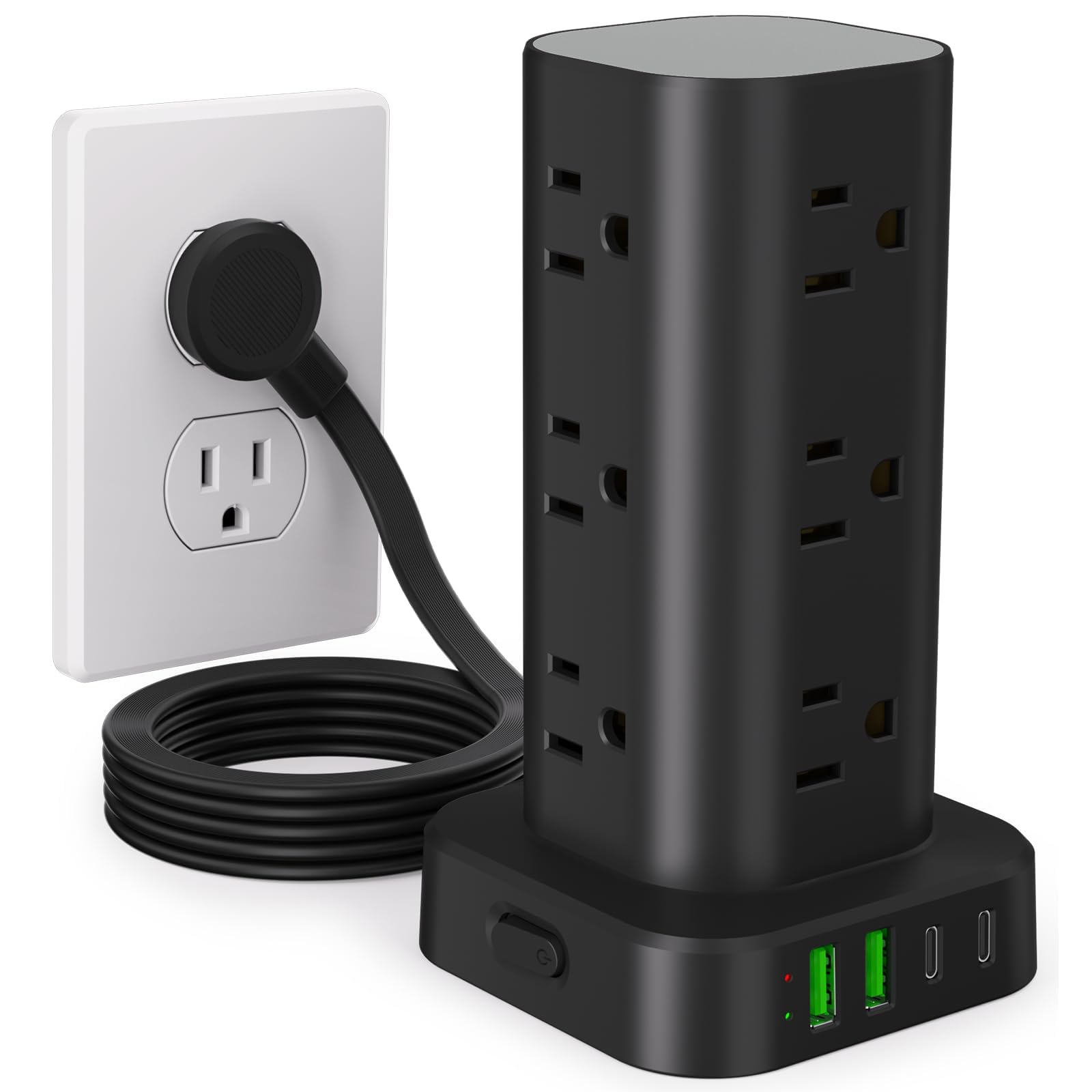 UWIWUTEI 6FT Power Strip Tower with Wireless Charger,Surge Protector with 12 Out - UWIWUTEI Official Product View 9