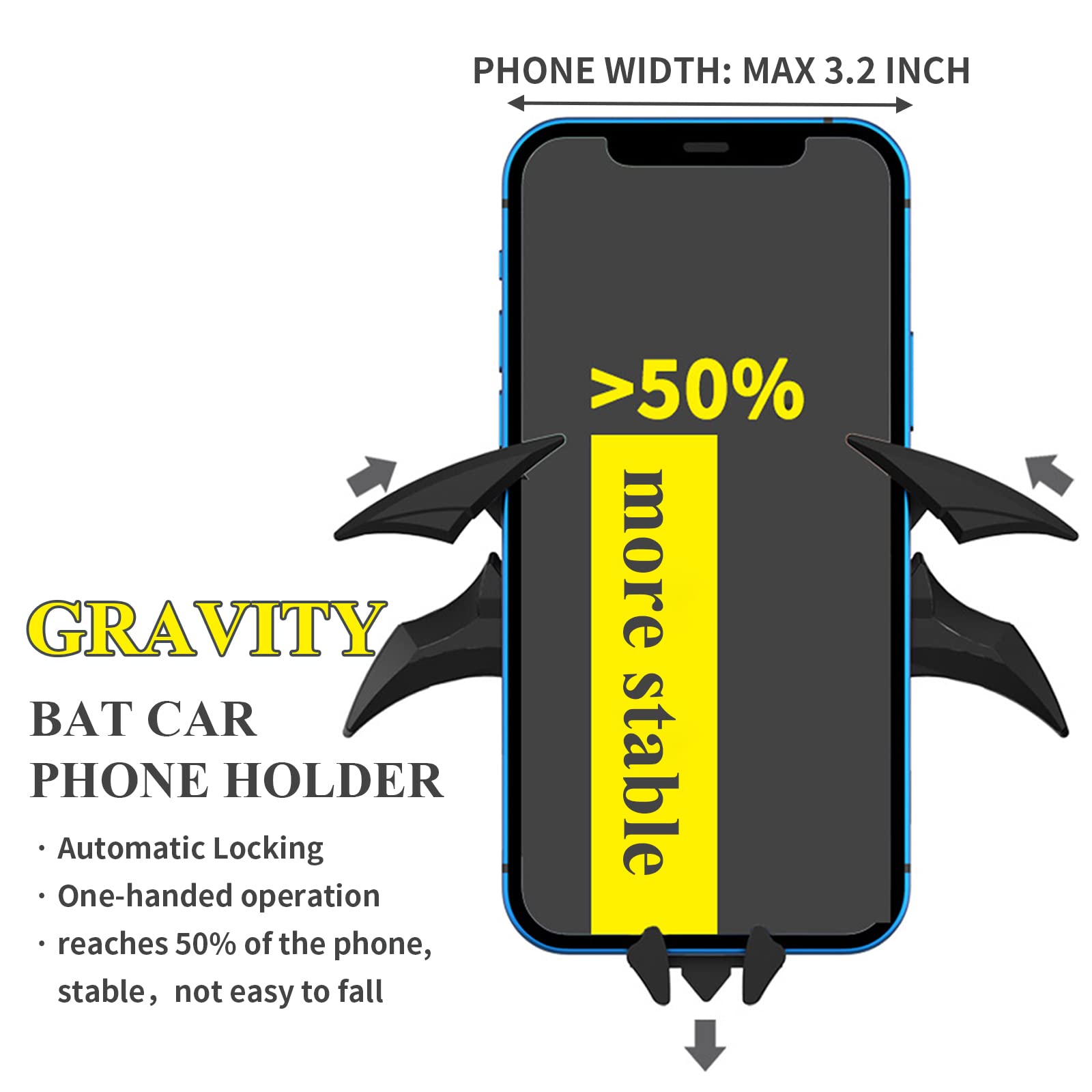 RFSRZ Bat Phone Holder for Car Vent, Cool Accessories, Gifts for Men, Universal - RFSRZ Official Product View 3