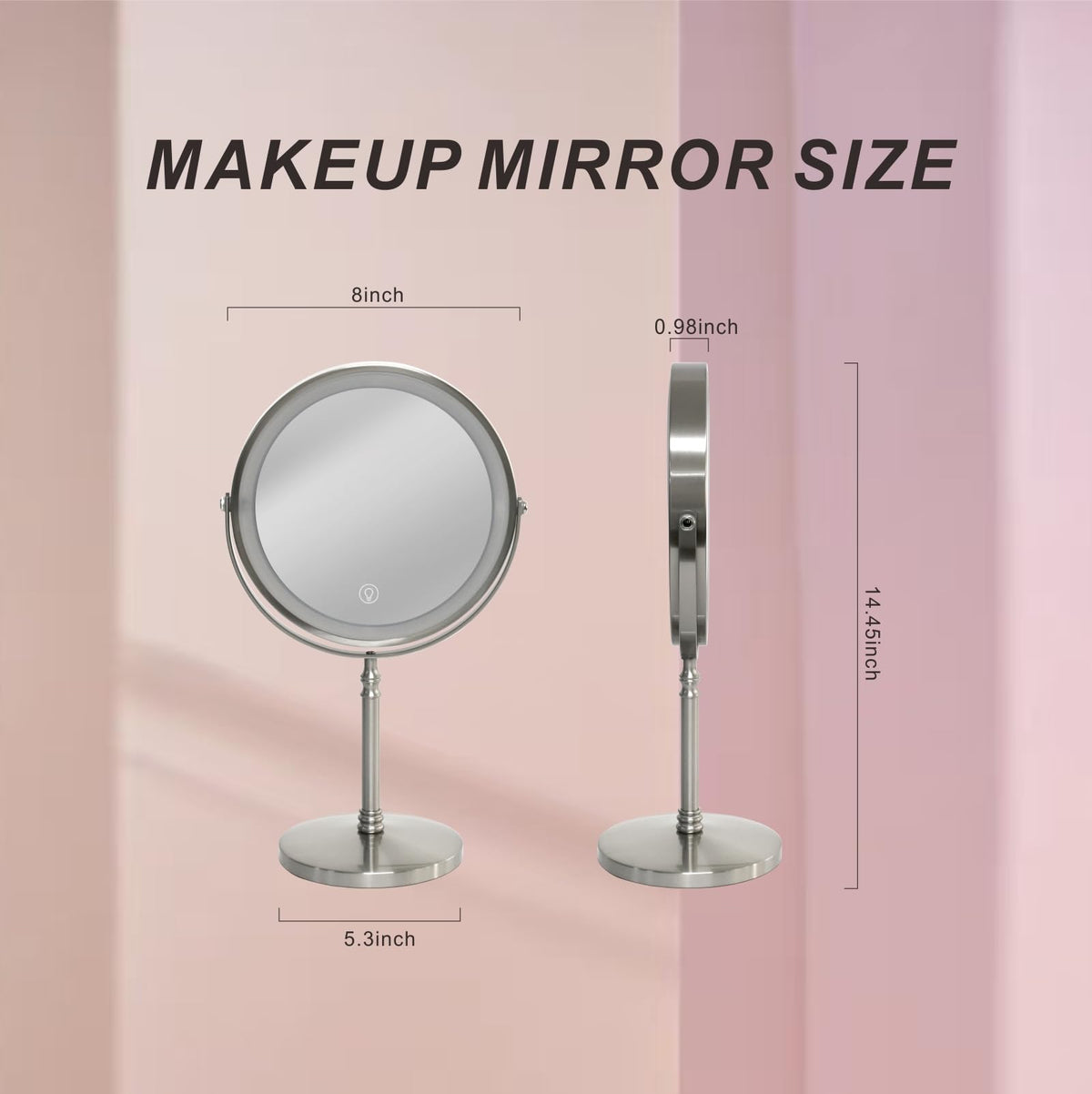 Makeup Mirror with Lights 8 Inch 1X 10X Rechargeable Double - Creocasy Official Imagery - 4