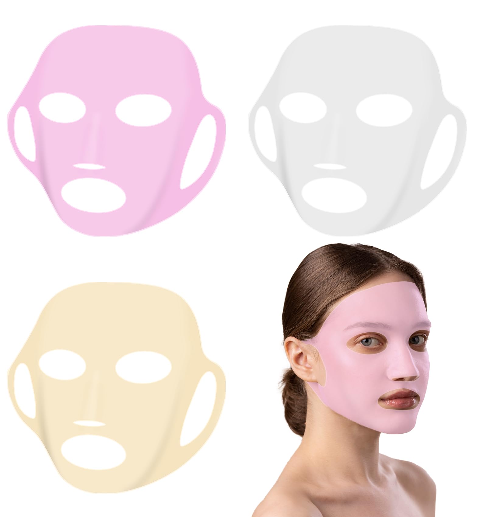 3 Pcs Reusable Silicone Face Mask, Sheet Mask Holder on Face - ValueBargain