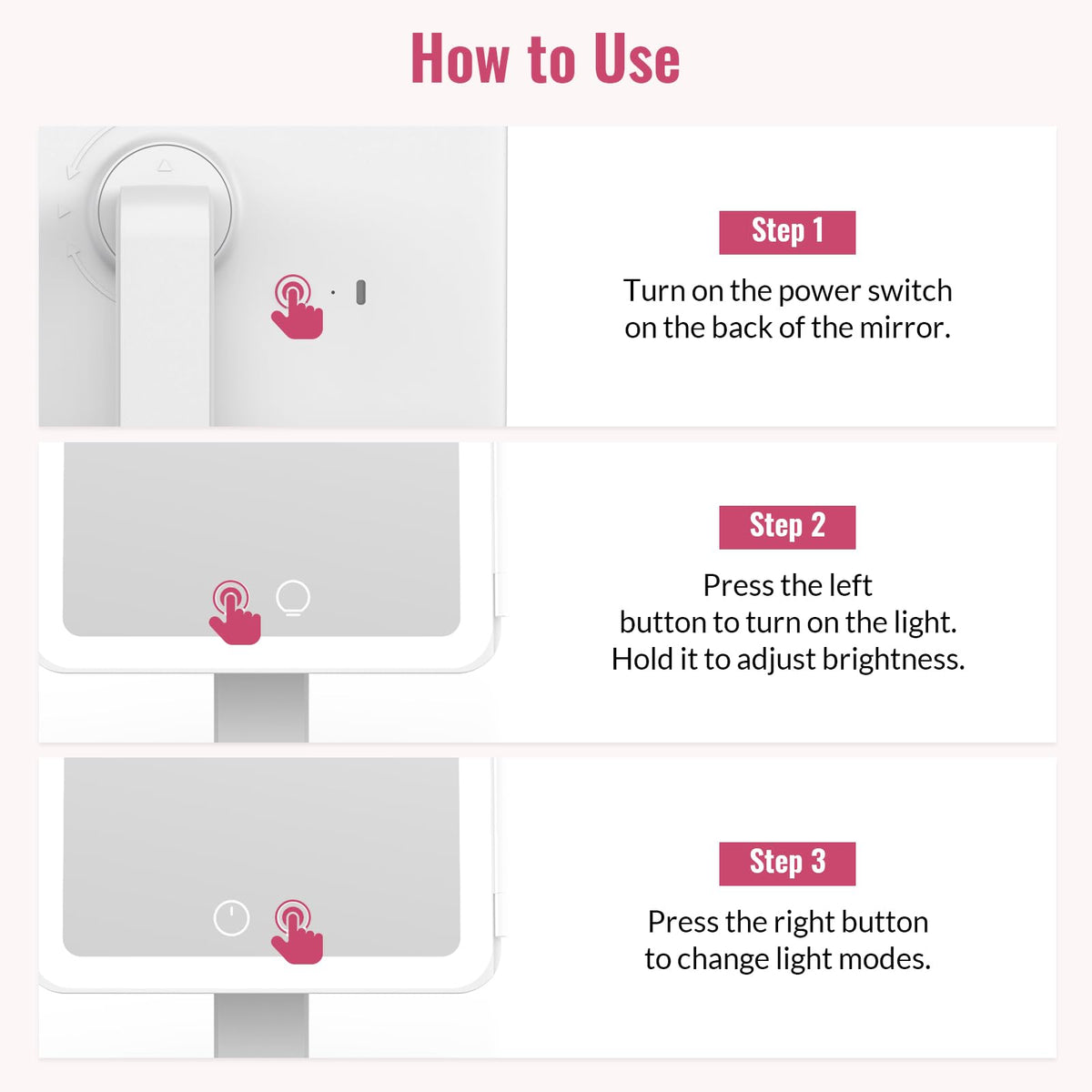 EASEHOLD 2000mAh Rechargeable Lighted Makeup Vanity Mirror - EASEHOLD Official Imagery - 6