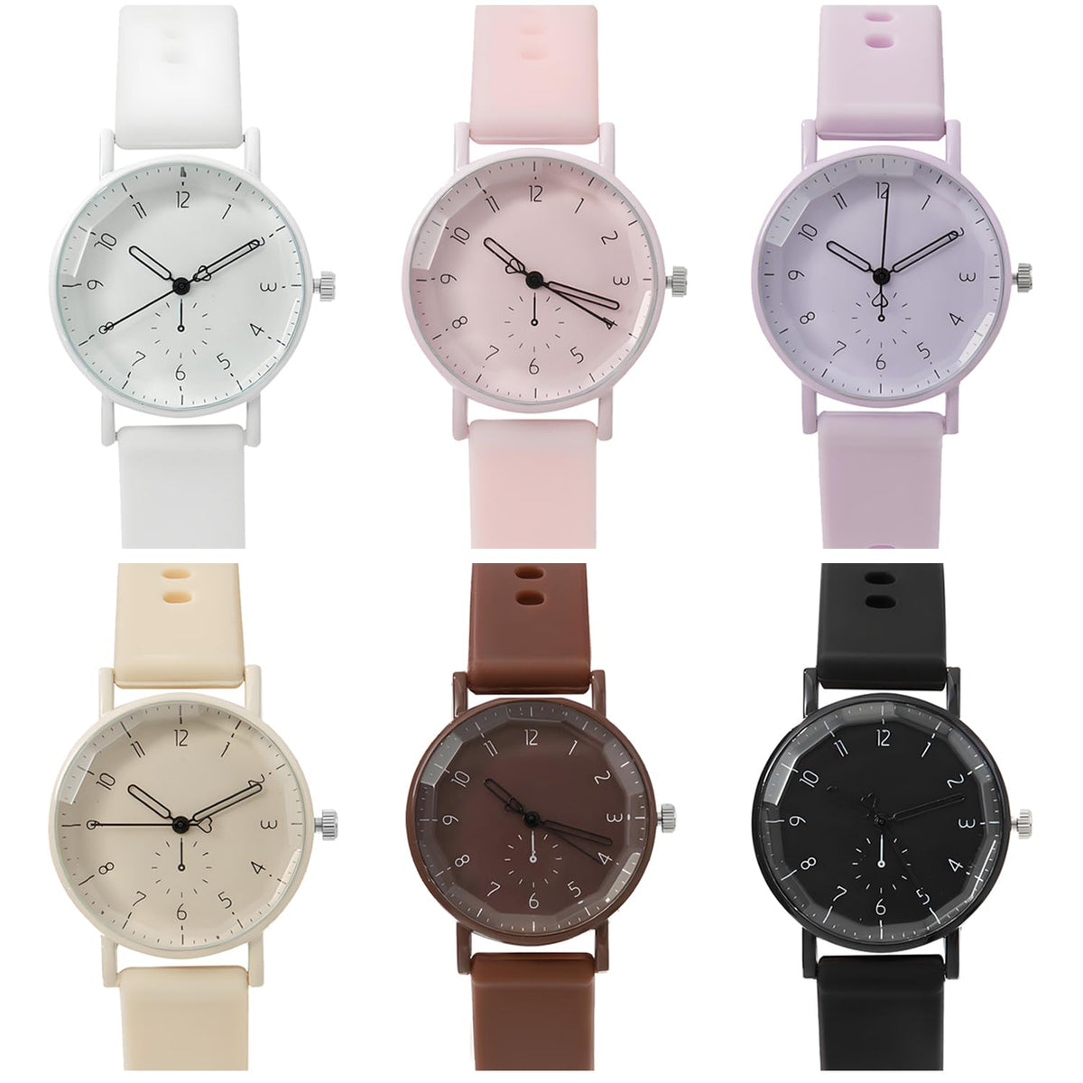 6 Pack Women Silicone Rubber Band Watches Set Geneva Watch - haodmius Official Imagery - 2
