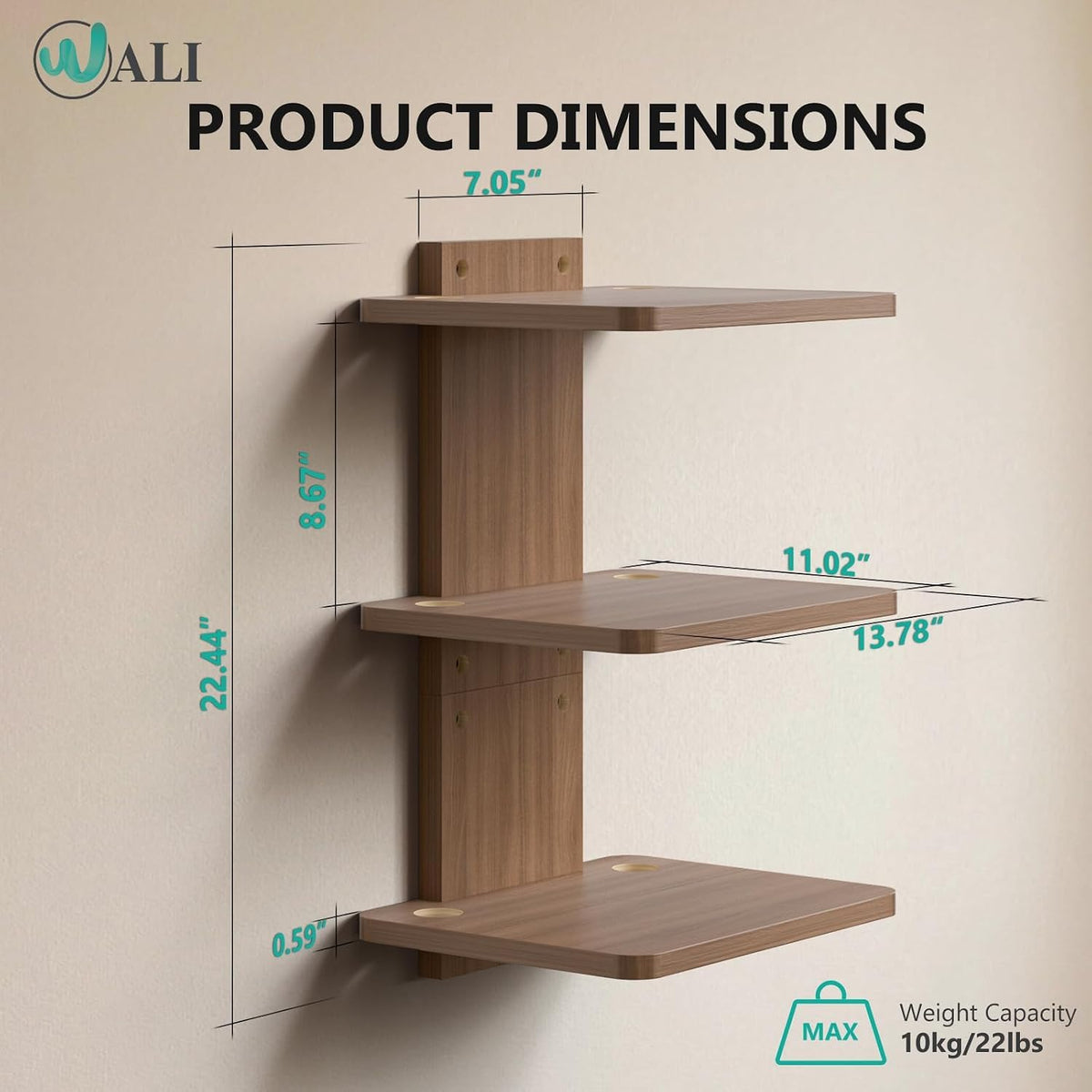 WALI 3 Tier Floating TV Wall Shelf for Projector DVD Player - WALI Official Imagery - 3