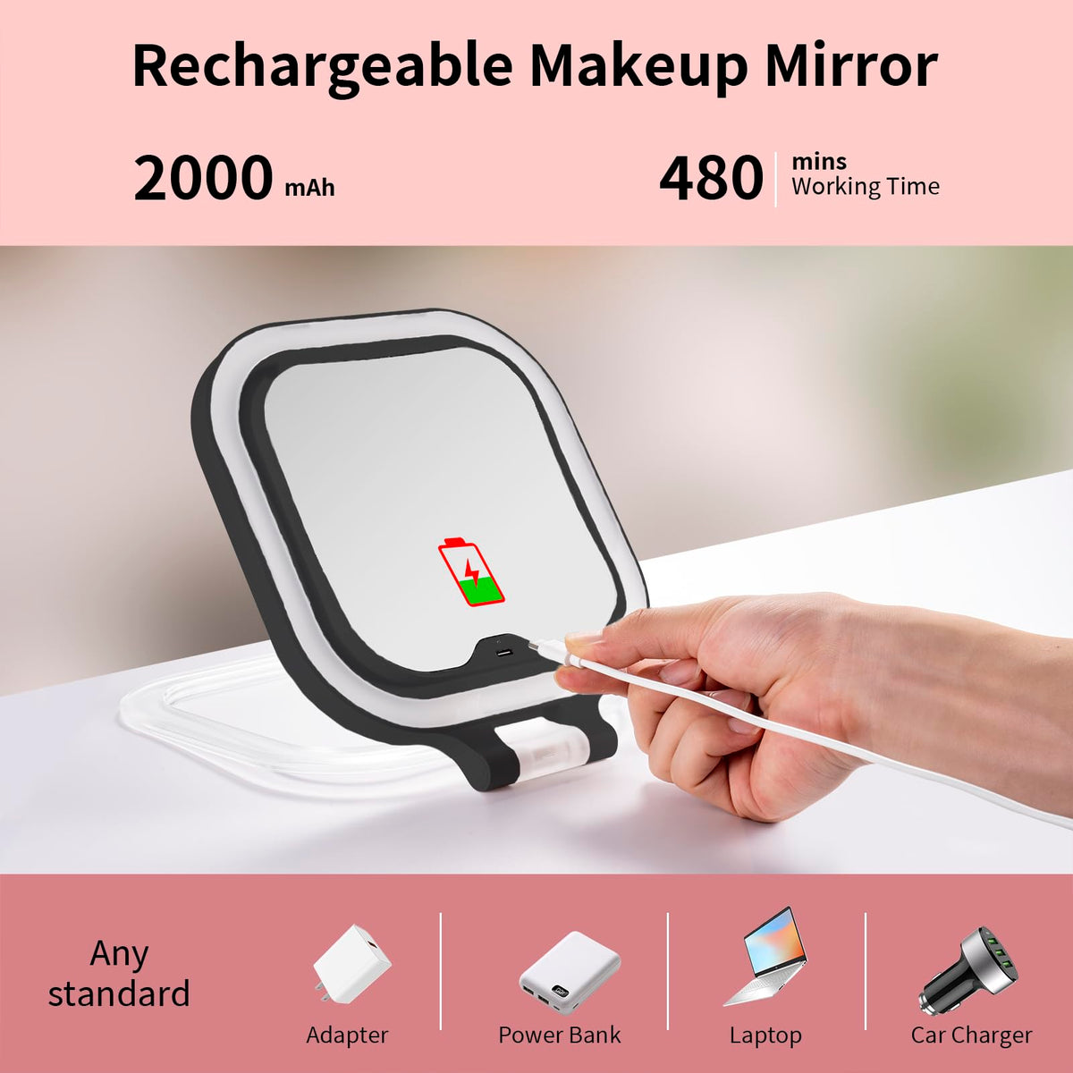 7 Travel Makeup Mirror with Lights 1X 10X Magnifying Vanity - DESCHEN Official Imagery - 7