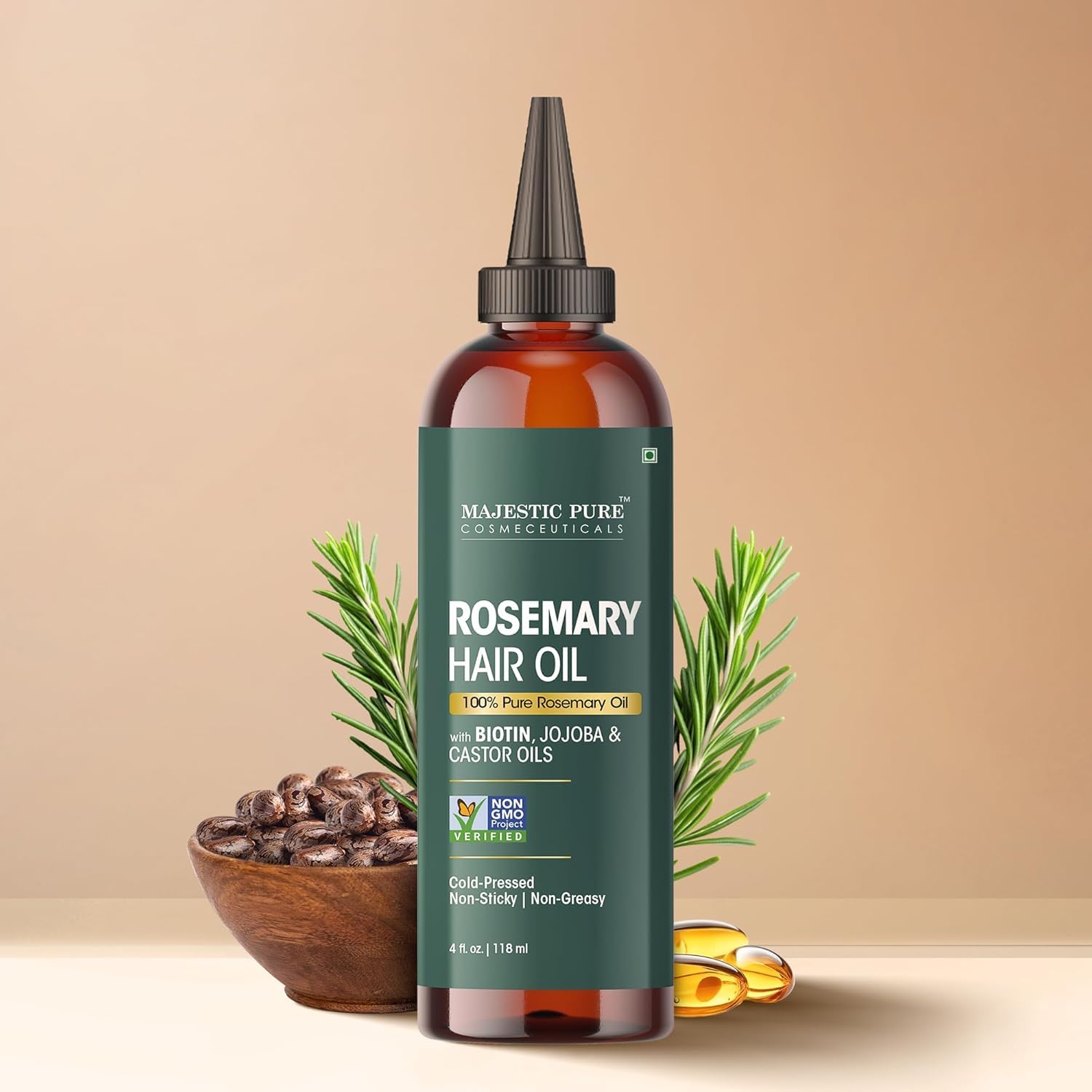 Majestic Pure Rosemary Hair Oil with Biotin - 4 Fl Oz - Majestic Pure Official Product View 4
