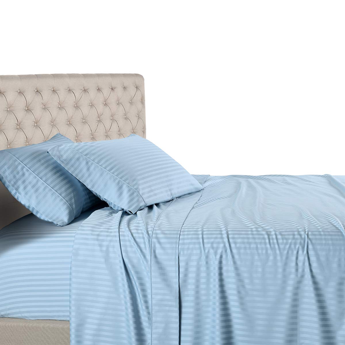 Royal Hotel Twin XL Sheets Set, 600 Thread Count Cotton Stripe - Product Imagery