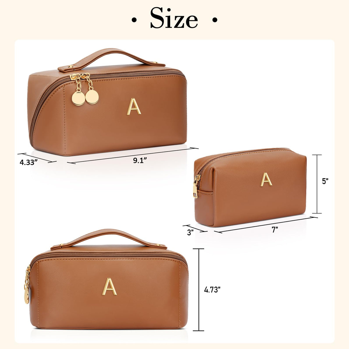 Initial Makeup Bag Personalized Gift for Women Teen Girls - CLOUDWINGS Official Imagery - 7