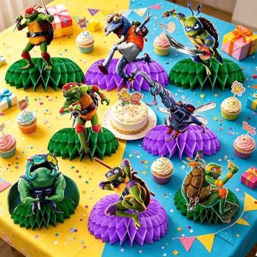 for TMNT Birthday Party Supplies, 8Pcs Honeycomb Centerpieces - Product Imagery