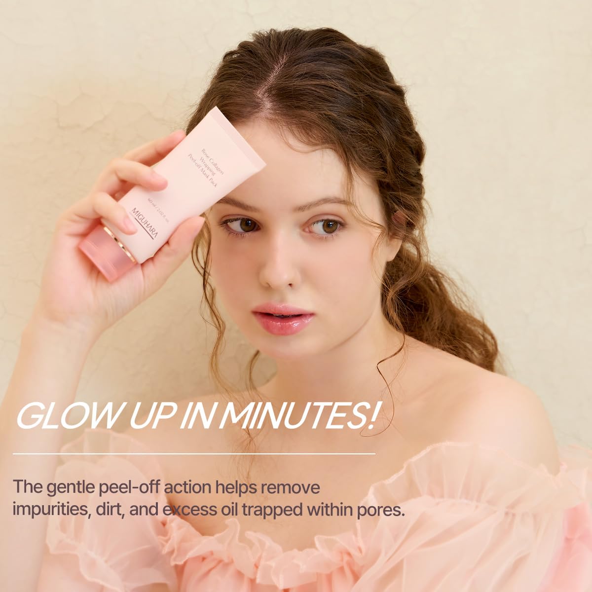 MIGUHARA Collagen Rose Wrapping Peel Off Mask | Pore Minimizer & Glass Skin Glow | Vegan Korean Face Mask with French Rosa Centifolia Flower Extract, Firming & Dullness Care, 2.02 fl.oz - MIGUHARA Official Product View 3