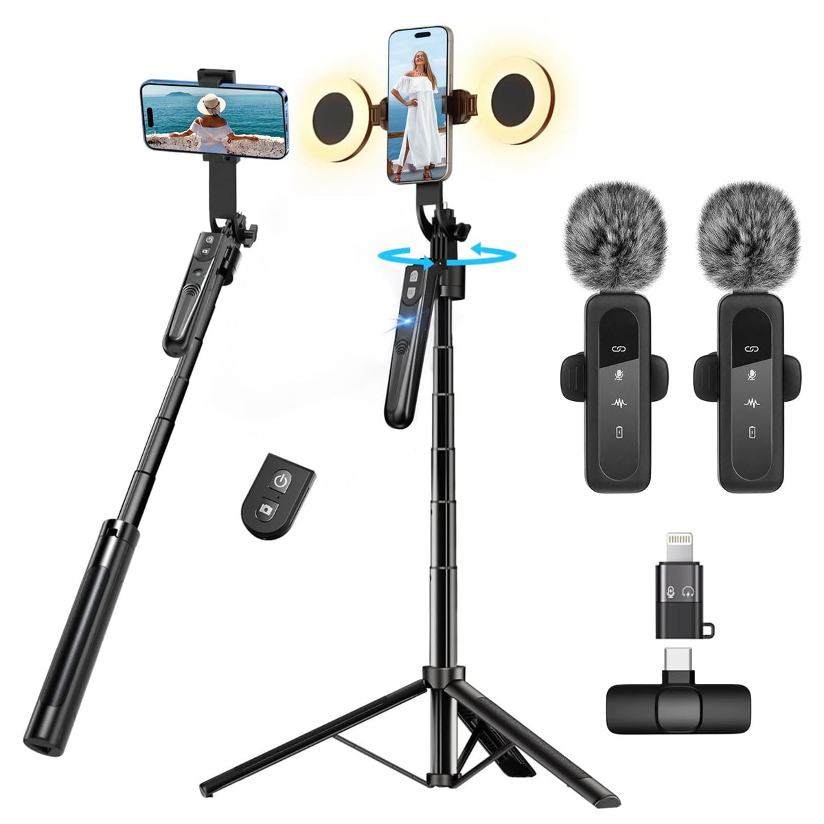 Content Creator Vlogging Kit for iPhone Android 70 inch Auto - YUANRAN Official Imagery - 1
