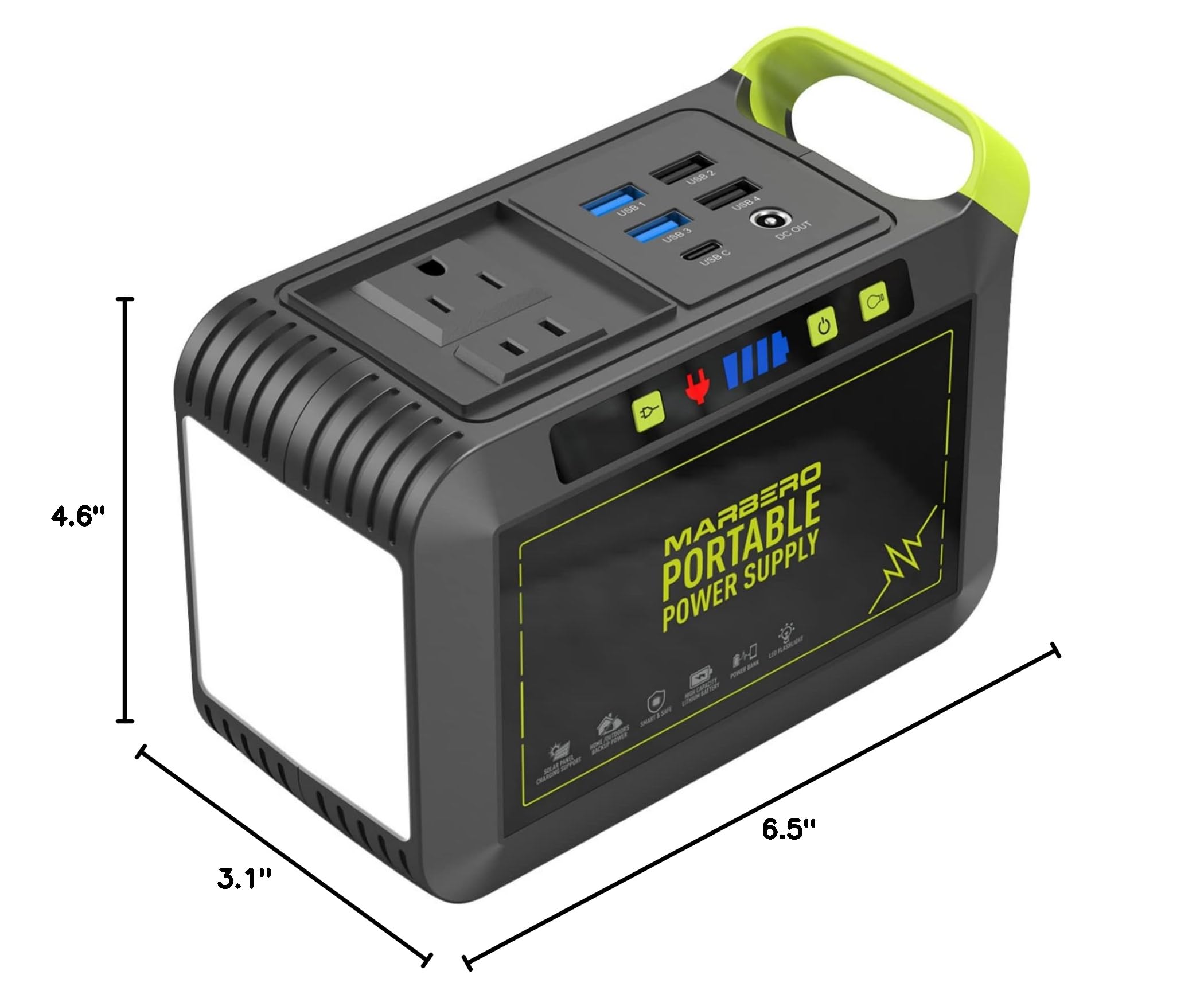 MARBERO Portable Power Station 88Wh, 120W Surge, Solar Generator by MARBERO - Angle View 9