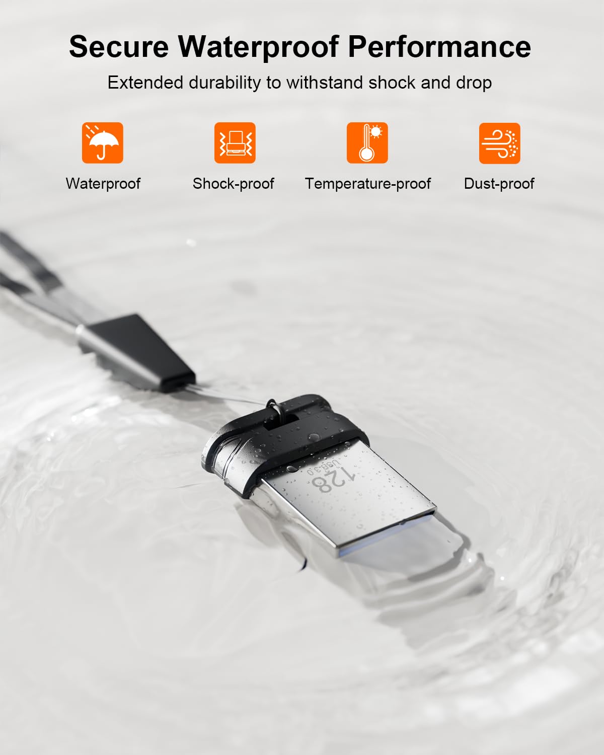 GARMESE 128GB USB 3.0 Flash Drive, Mini Thumb Drive Waterproof Memory Stick - GARMESE Official Product View 3