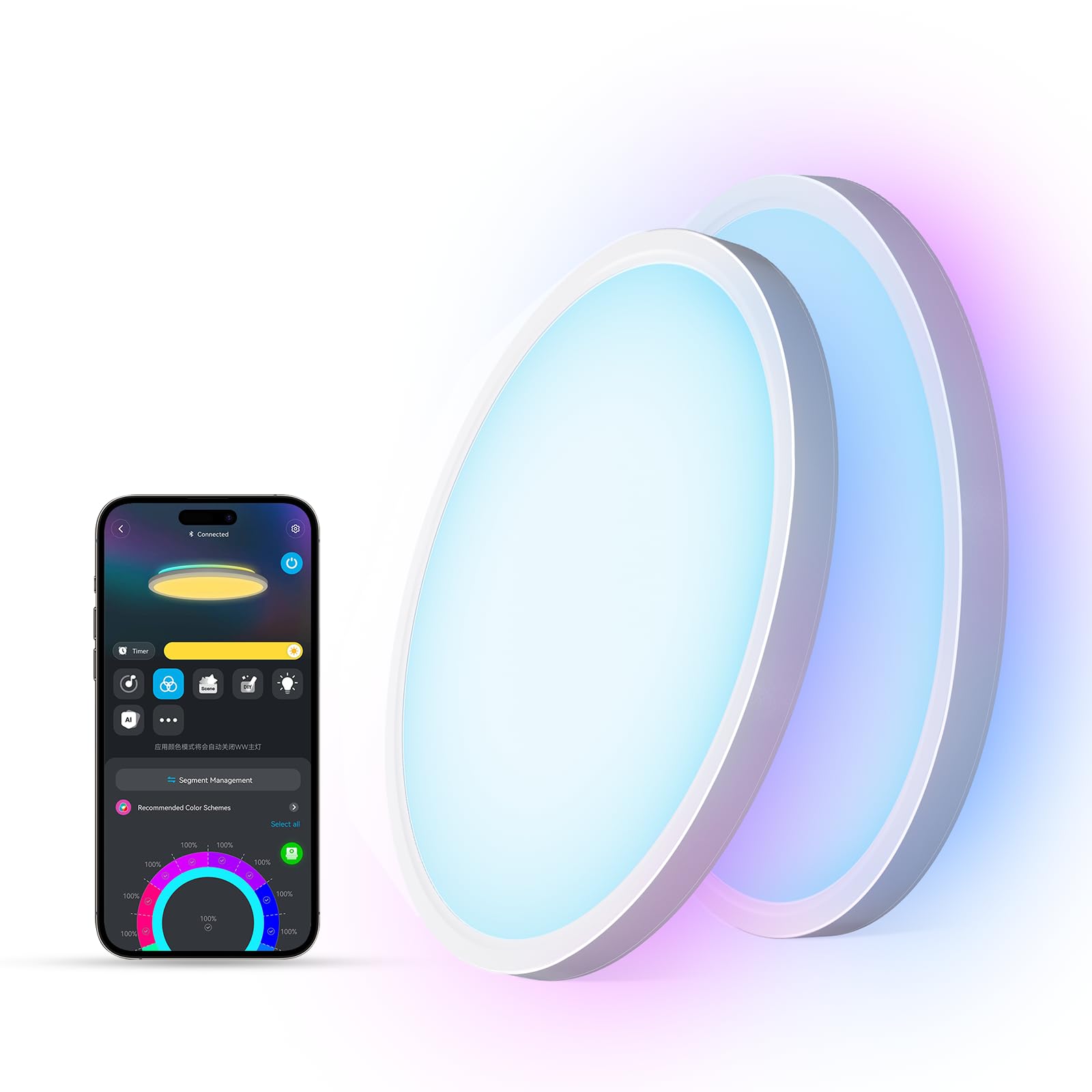Govee Smart Ceiling Light, RGBIC 2400LM 2700K-6500K 12 Inch 1 Pack White - Govee Official Product View 10