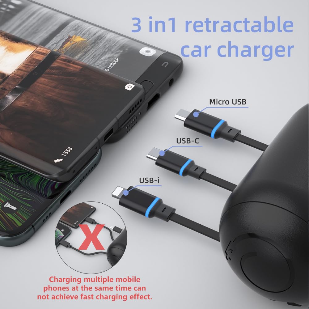 OHLPRO Multi Car Retractable Backseat 3 in 1 Car Charging - OHLPRO Official Imagery - 3