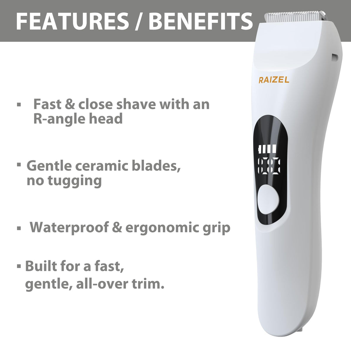 RAIZEL Body Hair Trimmer for Women IPX7 Waterproof Ceramic - RAIZEL Official Imagery - 8