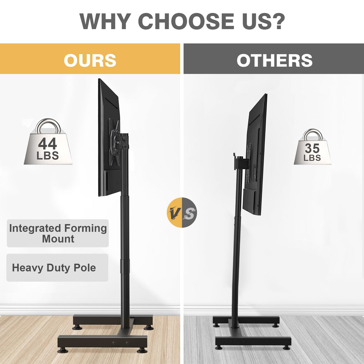 TV Floor Stand for 13 50 inch LCD LED Flat Curved Panel - TVON Official Imagery - 8