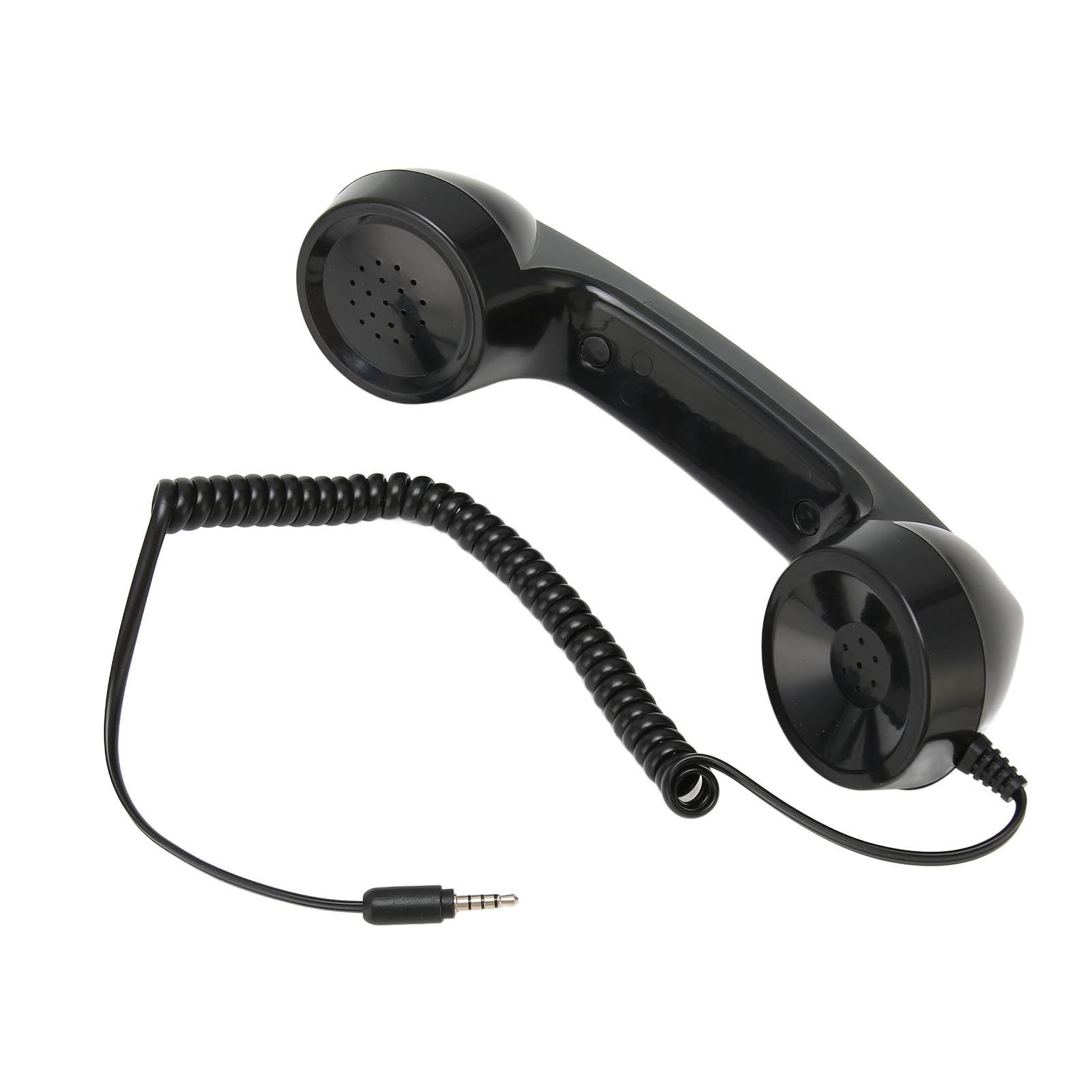 Black retro-style Tangxi landline phone handset with multifunction and radiation-proof features, compatible with mobile phones and computers.