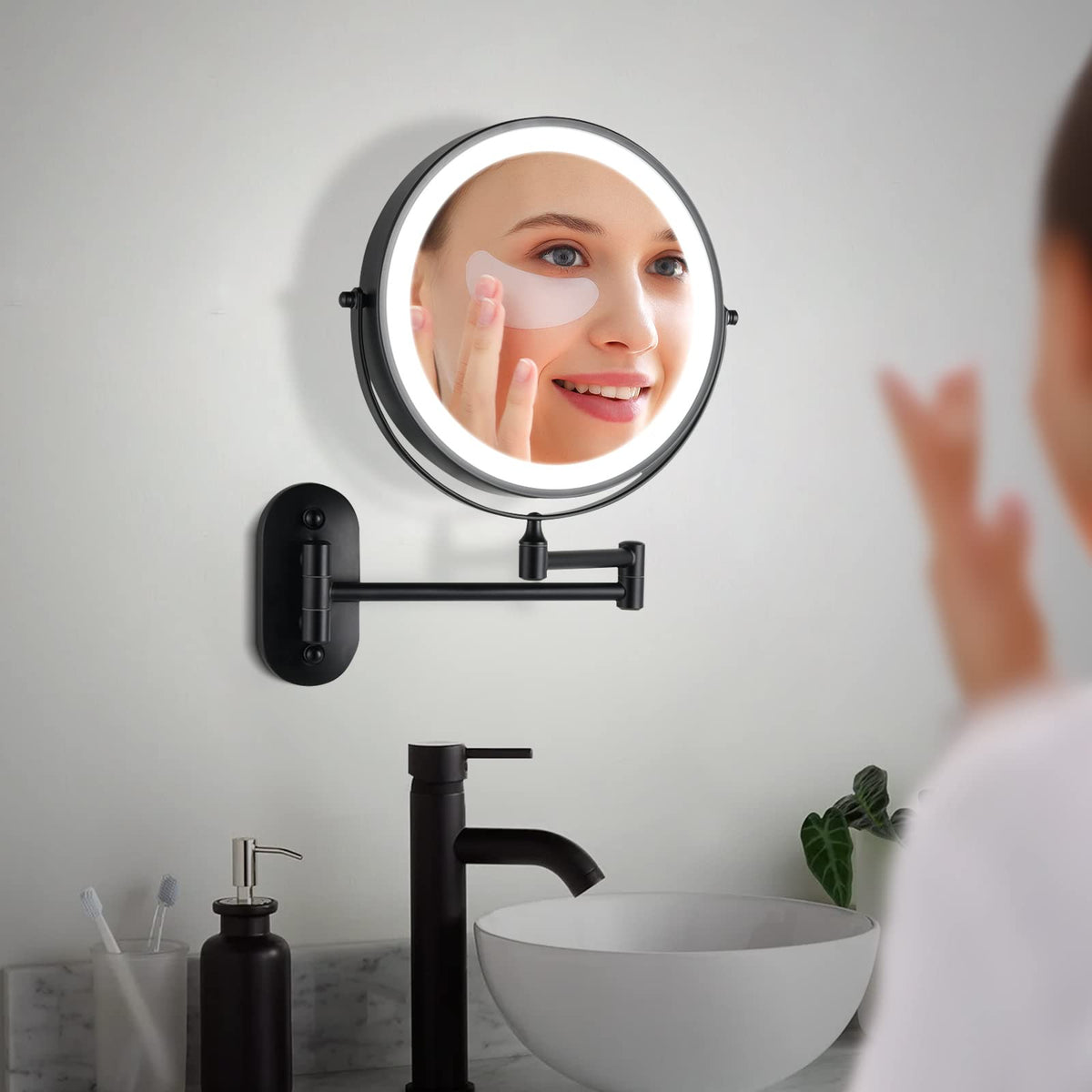 Rechargeable Wall Mounted Makeup Mirror 8 5 inch Double - VORREMIRR Official Imagery - 7