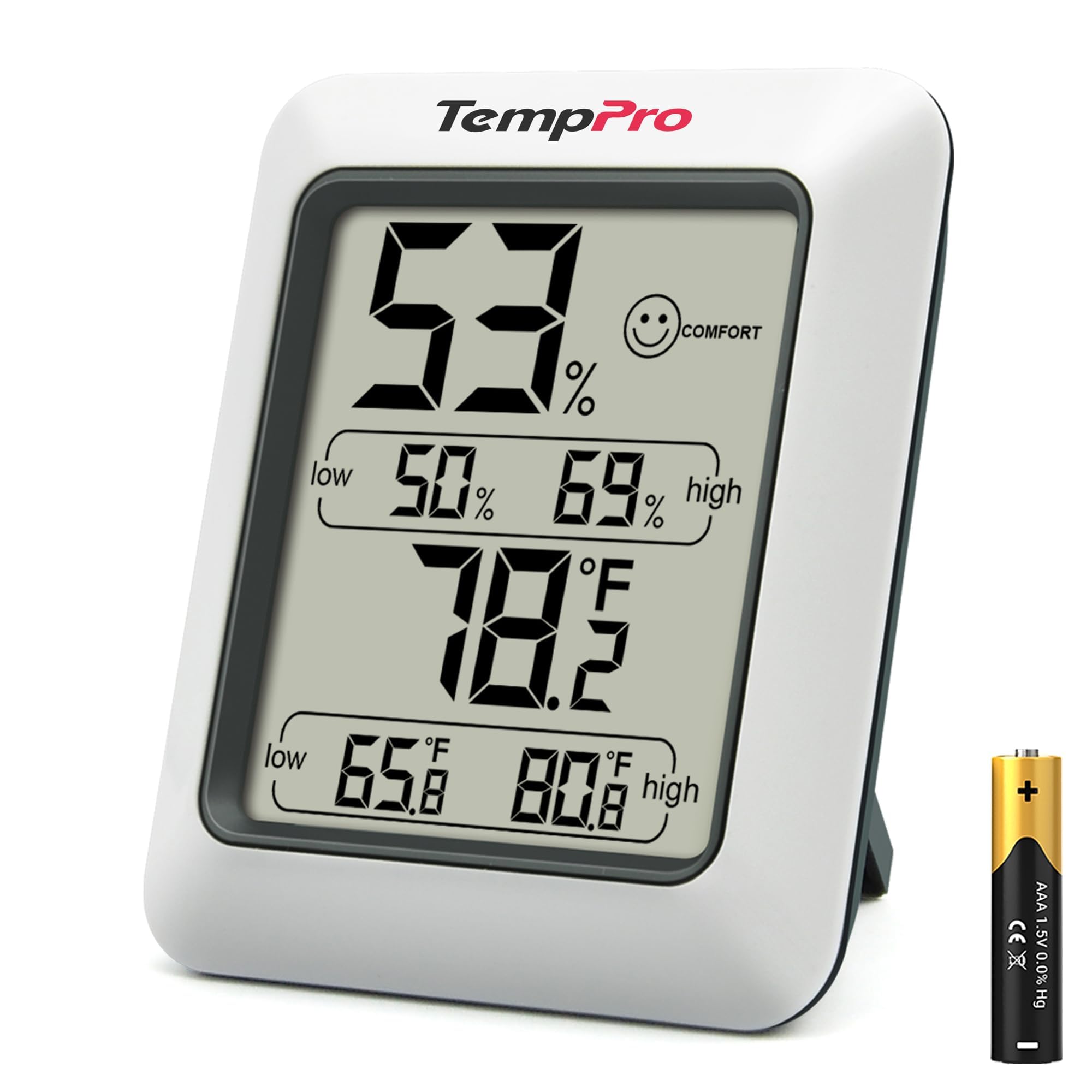 TempPro TP50 Digital Hygrometer Indoor Thermometer Room Thermomet by TempPro - Angle View 1