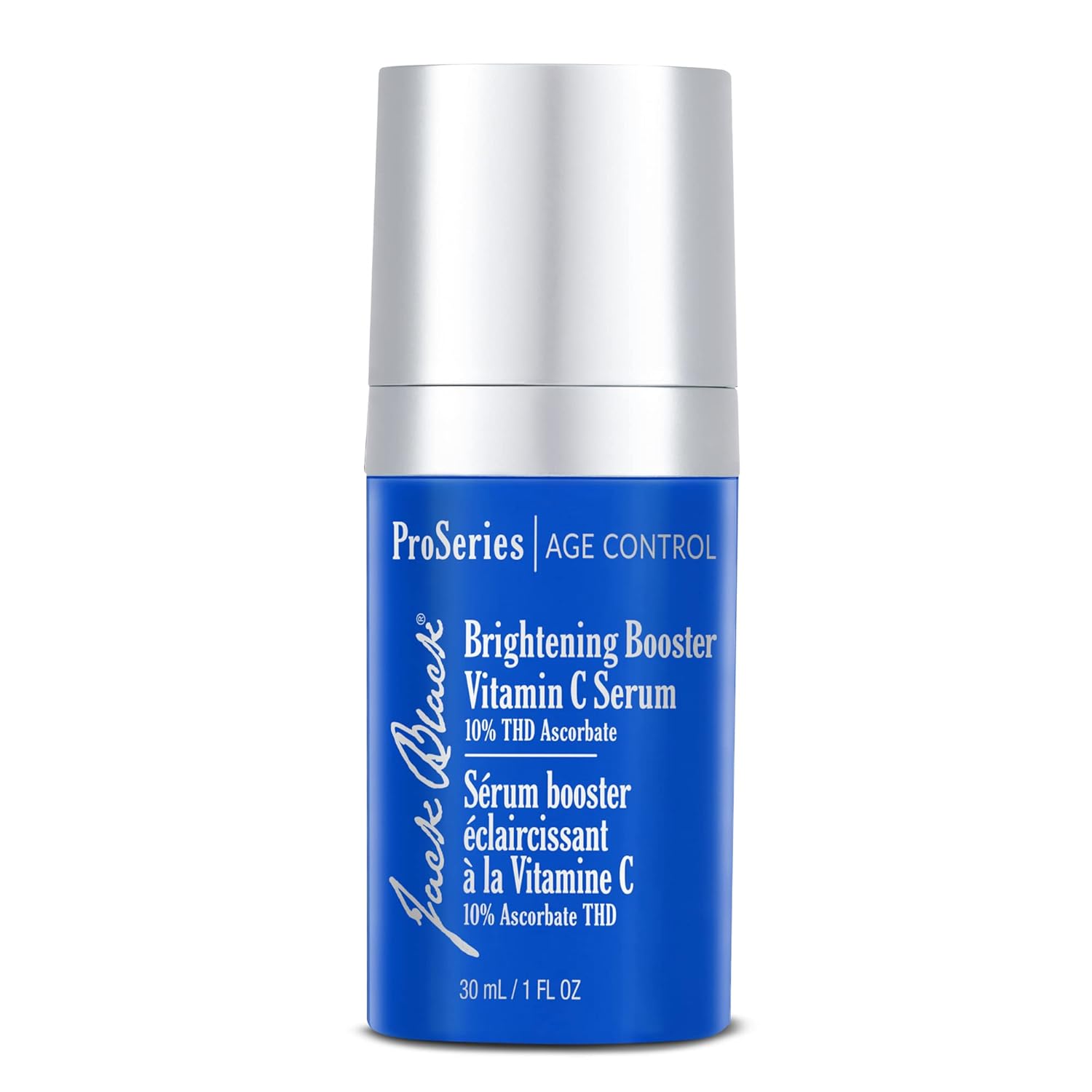 Elefair Jack Black Brightening Booster Vitamin C Serum in 1 oz bottle, with vibrant orange and clear packaging visible.