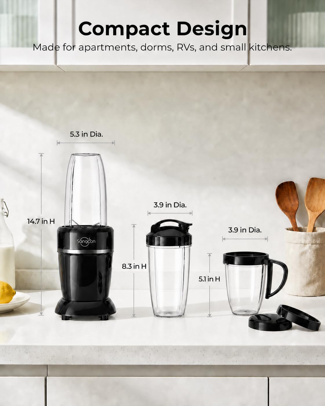 Sangcon 1000W Powerful Personal Smoothies Blender Frozen - sangcon Official Imagery - 4
