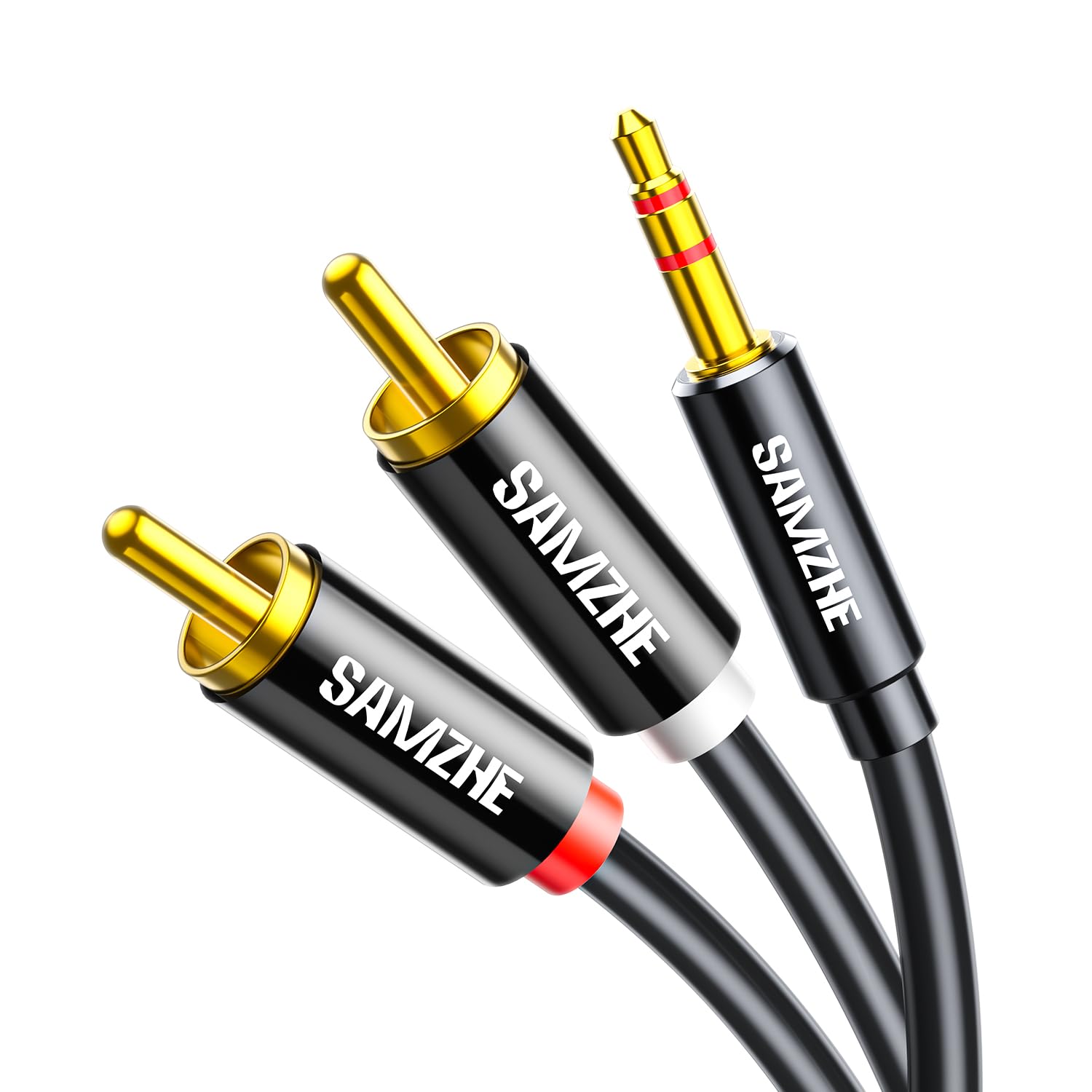 SAMZHE 3.5mm to RCA Cable, 6.6FT RCA Male to Aux Audio Adapter Hi by SAMZHE - Angle View 2