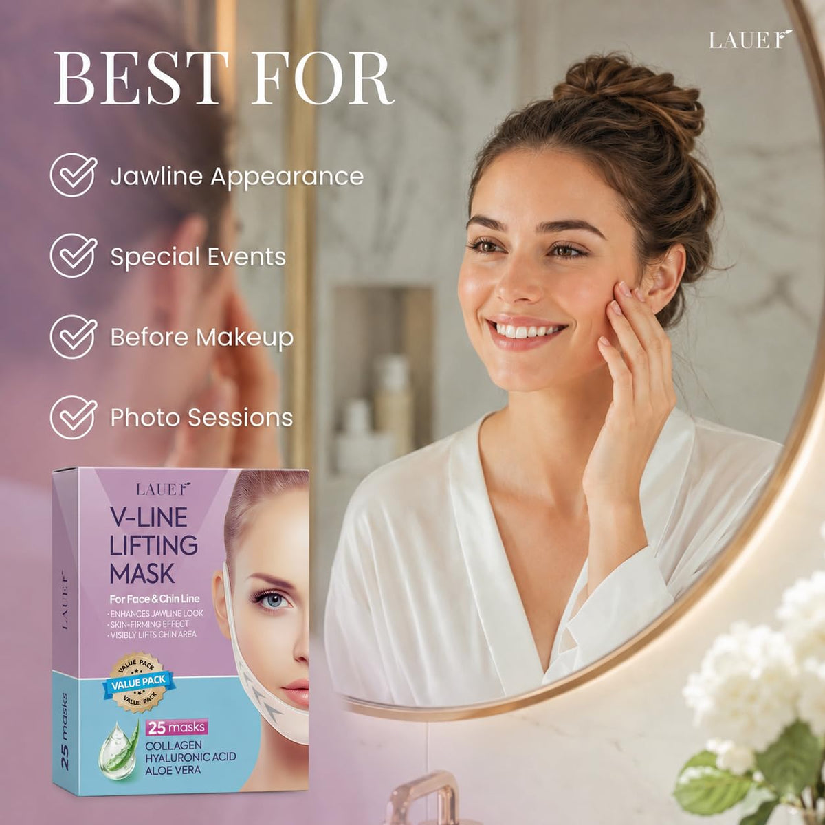 LAUER COSMETIC V Shaped Hydrogel Chin Mask with Collagen 25 - LAUER COSMETIC Official Imagery - 6