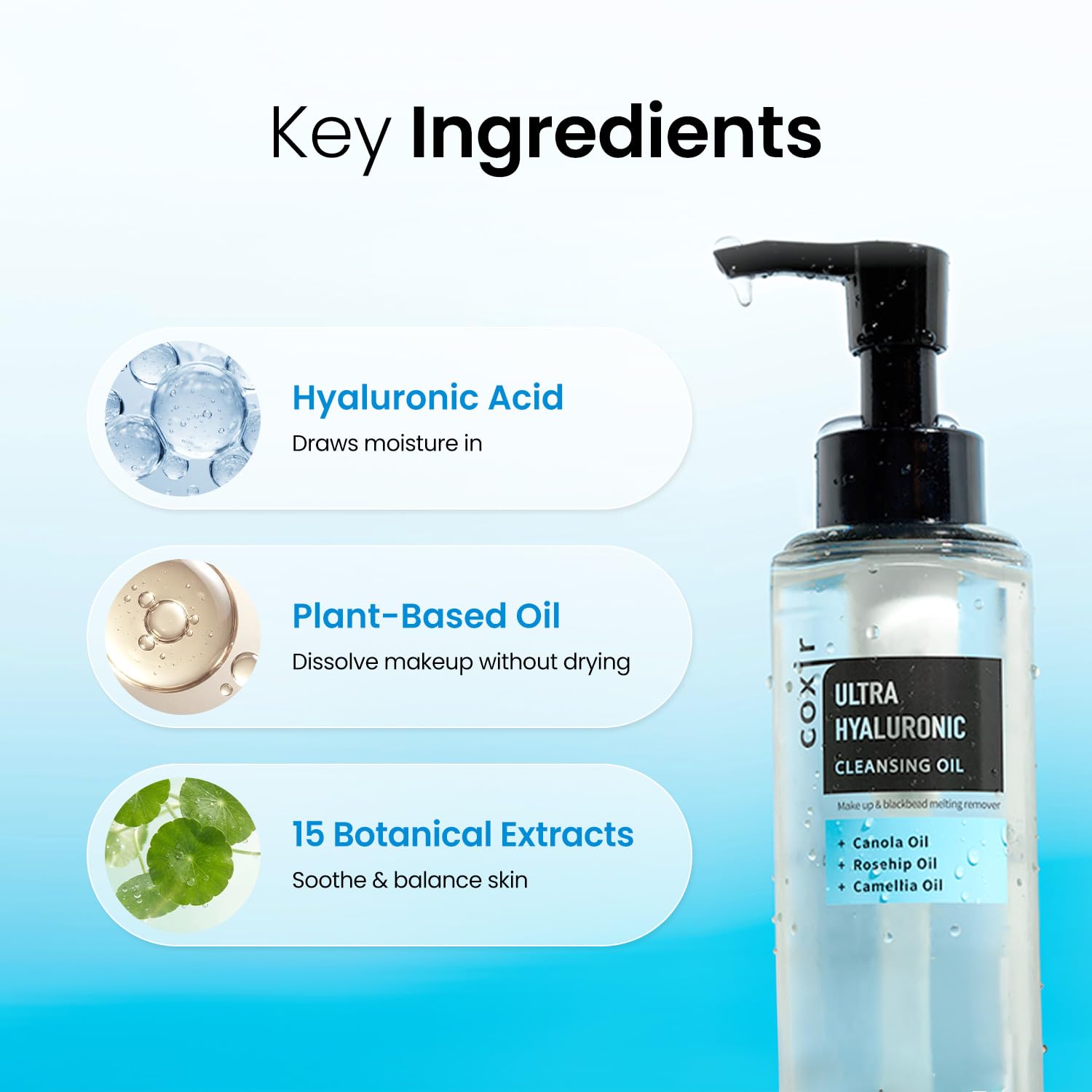 coxir Ultra Hyaluronic Cleansing Oil, Hydrating Makeup Remover, 5.07 fl.oz - coxir Official Product View 4