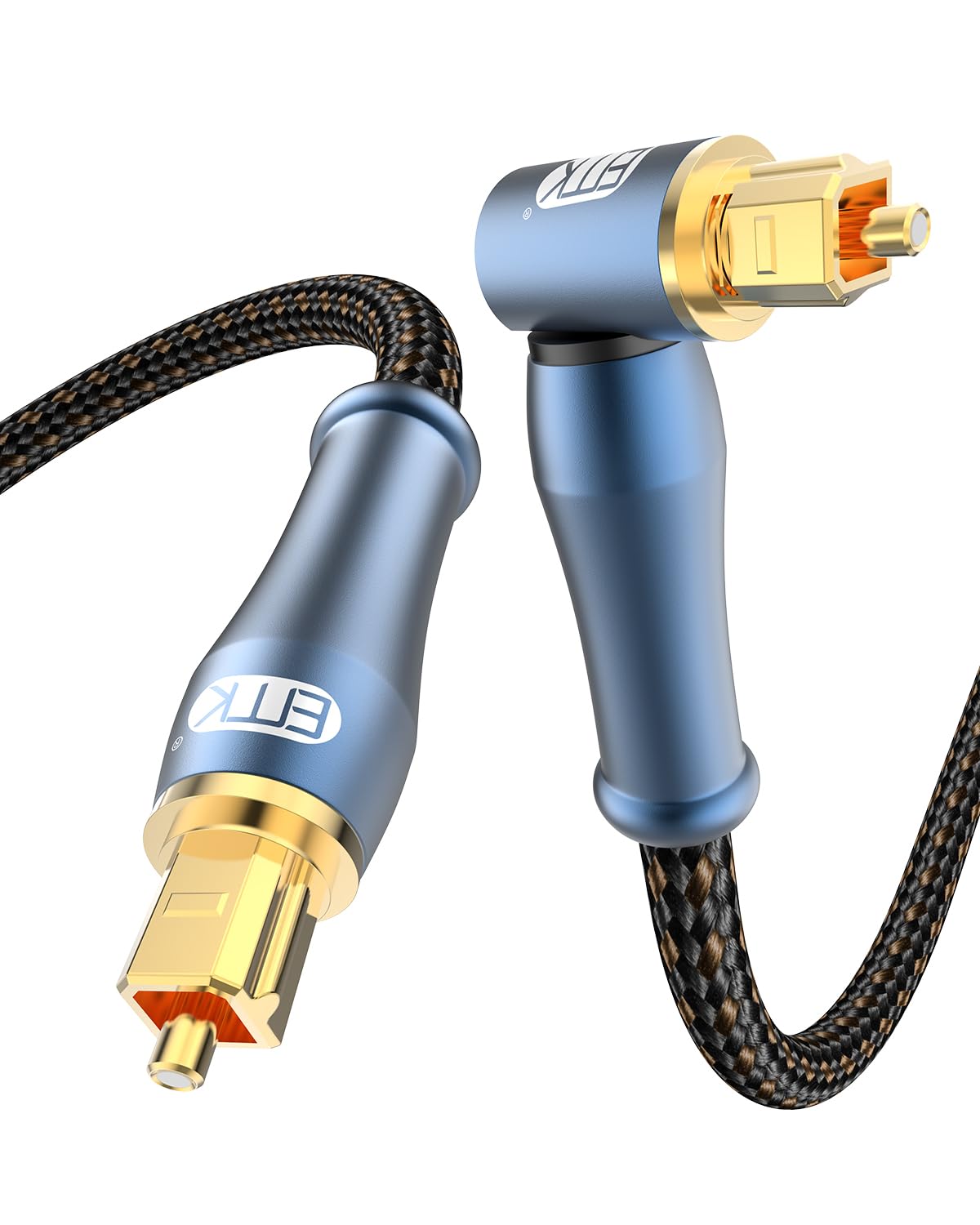 EMK 90 Degree Toslink Optical Cable 360 Degree Free-Rotating Plug by EMK - Angle View 10