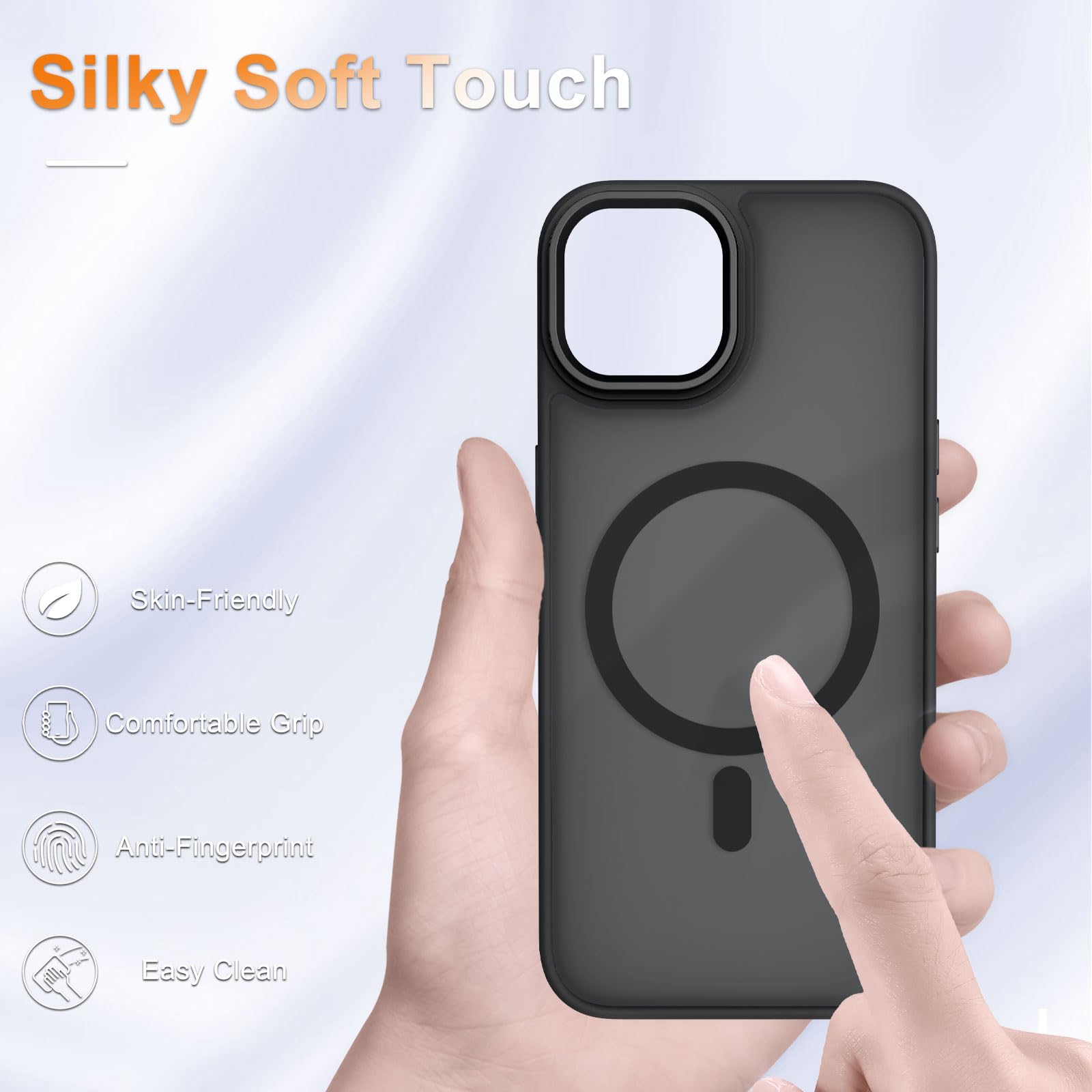 for iPhone 14 Case, iPhone 13 Case, Matte Magnetic Case, Black - YENAPOON Official Product View 5