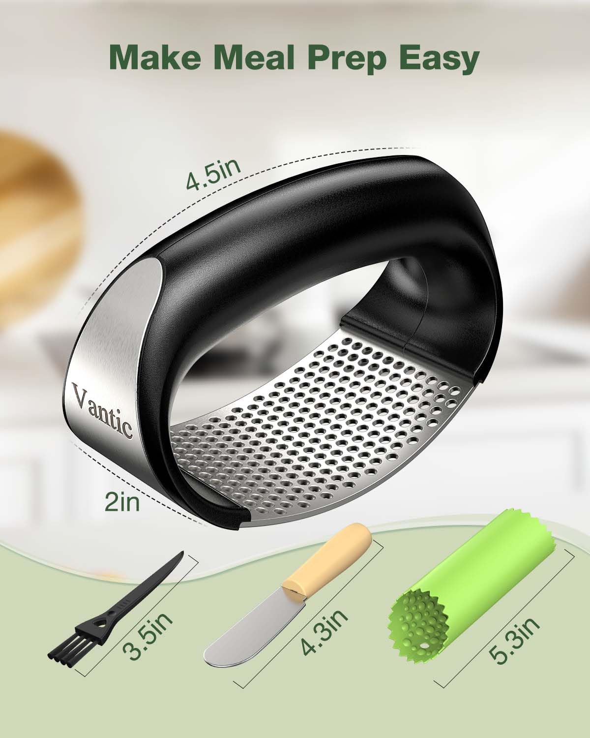 Vantic Garlic Press Rocker - Stainless Steel Garlic Crusher, Mincer an - View 2