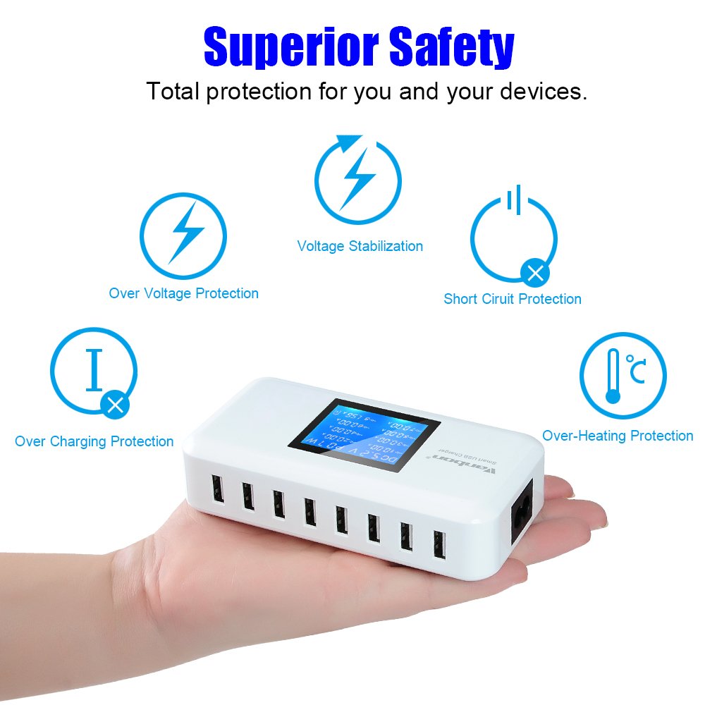 60W 12A 8 Port Desktop Charging Station Multiple USB Multi - veebon Official Imagery - 7
