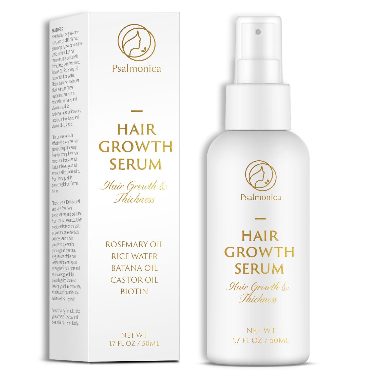 Psalmonica Hair Growth Serum - Rosemary Batana Castor Oil Rice Water - Psalmonica Official Product View 2