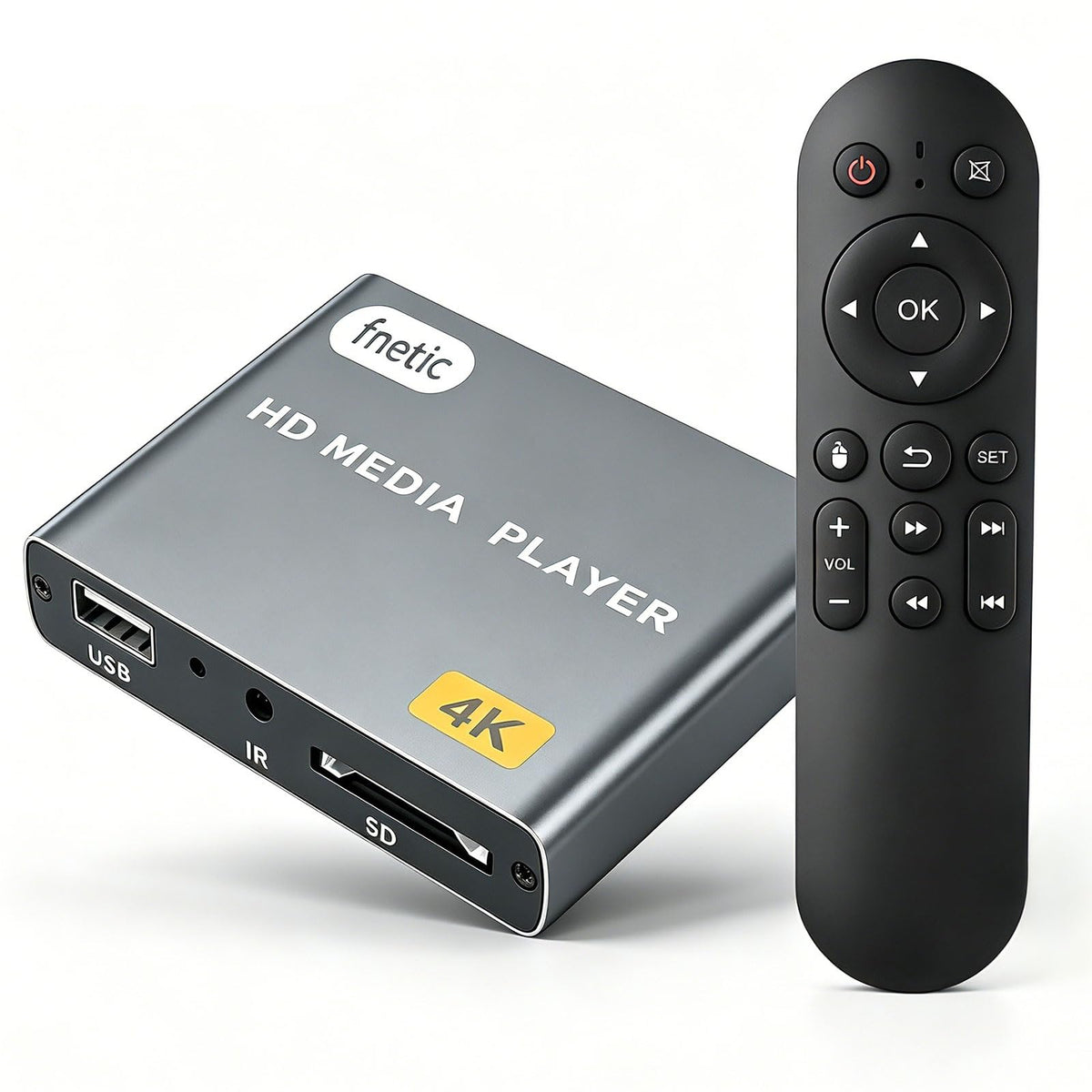 Fneitc 4K Full HD Media Player with USB SD Card Slot for TV - fnetic Official Imagery - 1