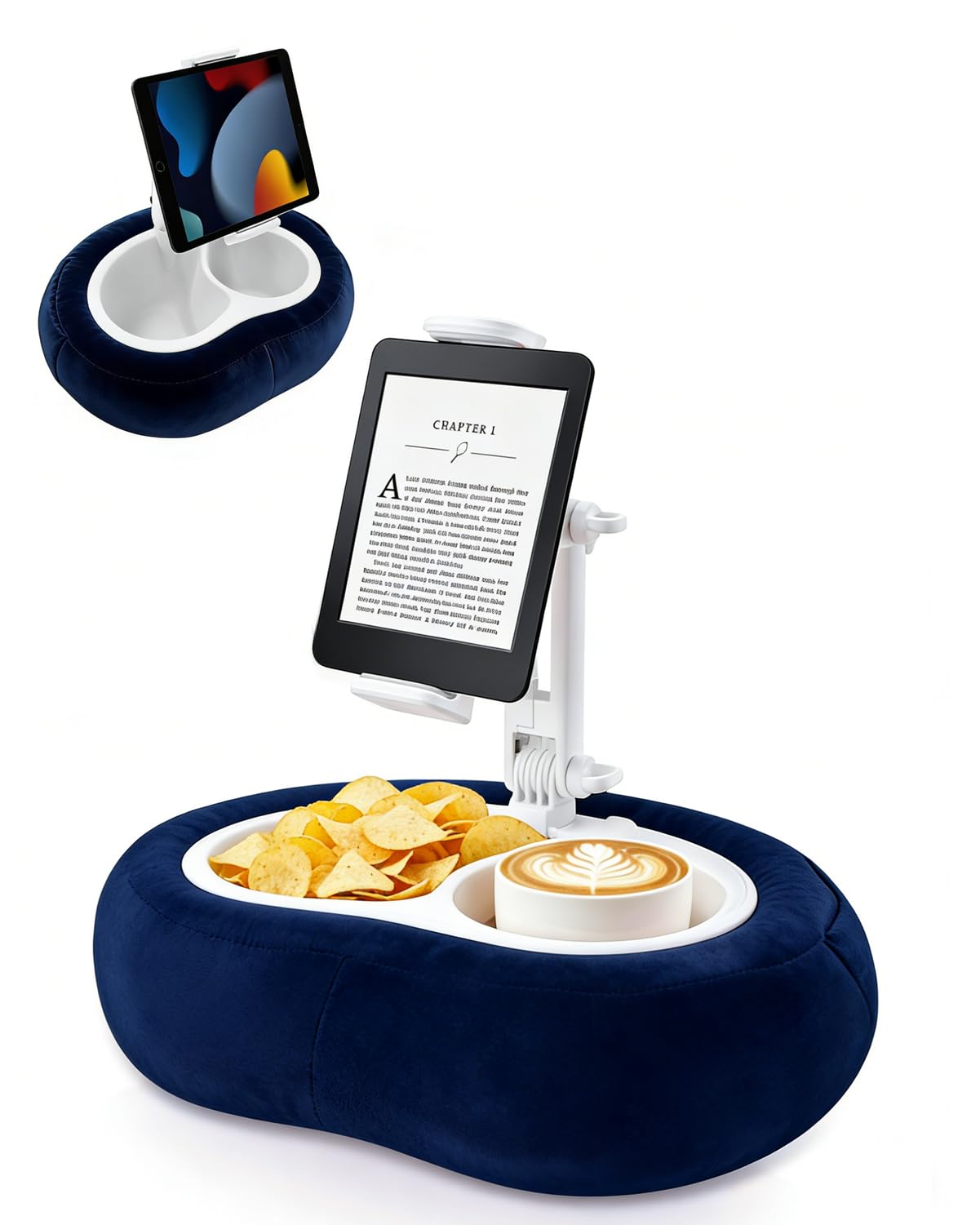Miledi Tablet Pillow Stand for Bed with Detachable Snack Bowl, Black - View 10