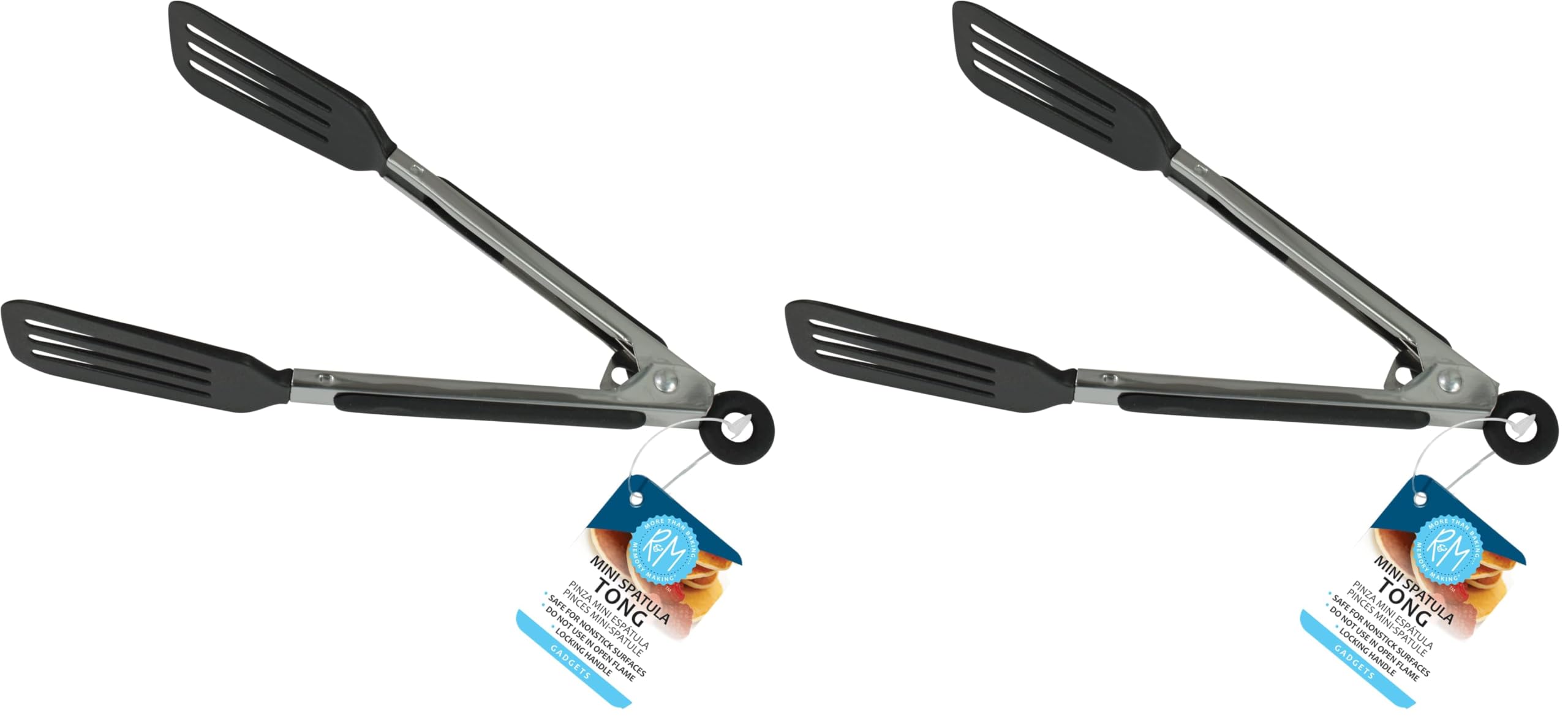 R&M International 96921 Mini 8" Spatula Tong with Locking Handle, Blac - View 4