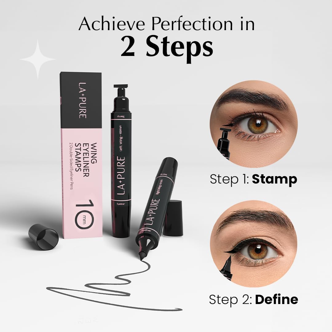 LA PURE Winged Eyeliner Stamp for Easy Cat Eye Makeup 2x, Black – 10mm - View 6