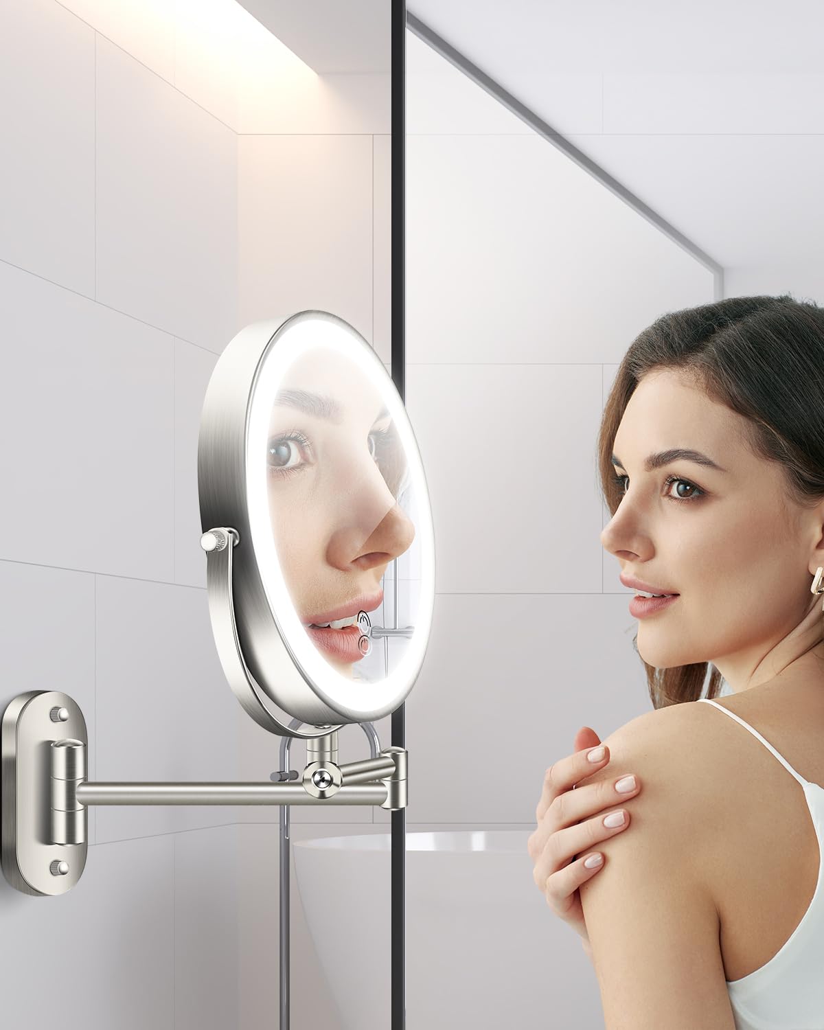 20X 9 Wall Mounted Magnifying Makeup Mirror with Light - vpu Official Imagery - 3