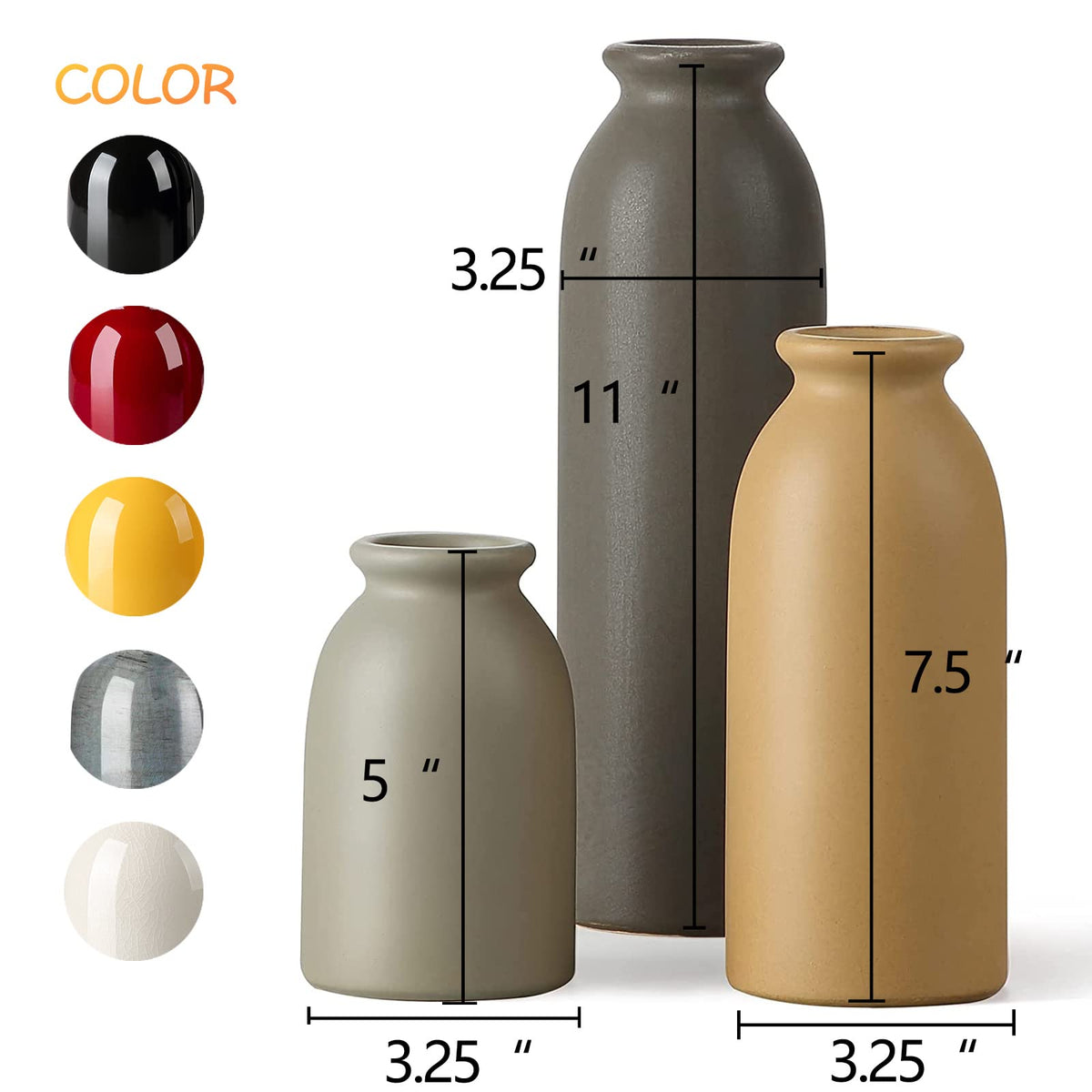 CWLWGO Ceramic Matte Vase Set for Home Decor Modern and - CwlwGO Official Imagery - 4