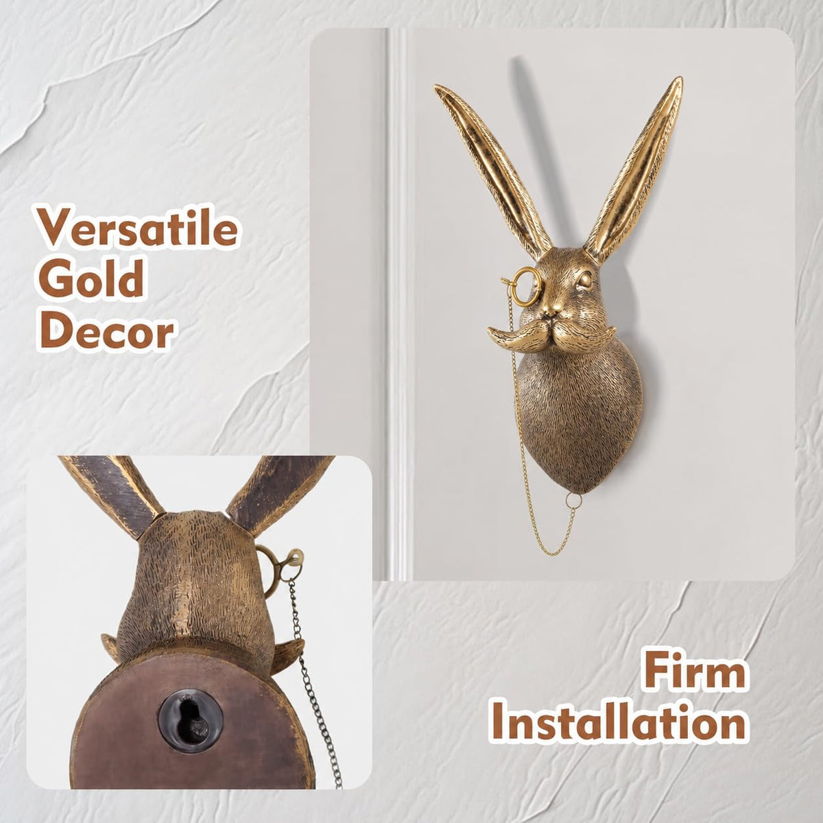 UITWMKTG Gold Rabbit Head Wall Decor - UITWMKTG Official Imagery - 4