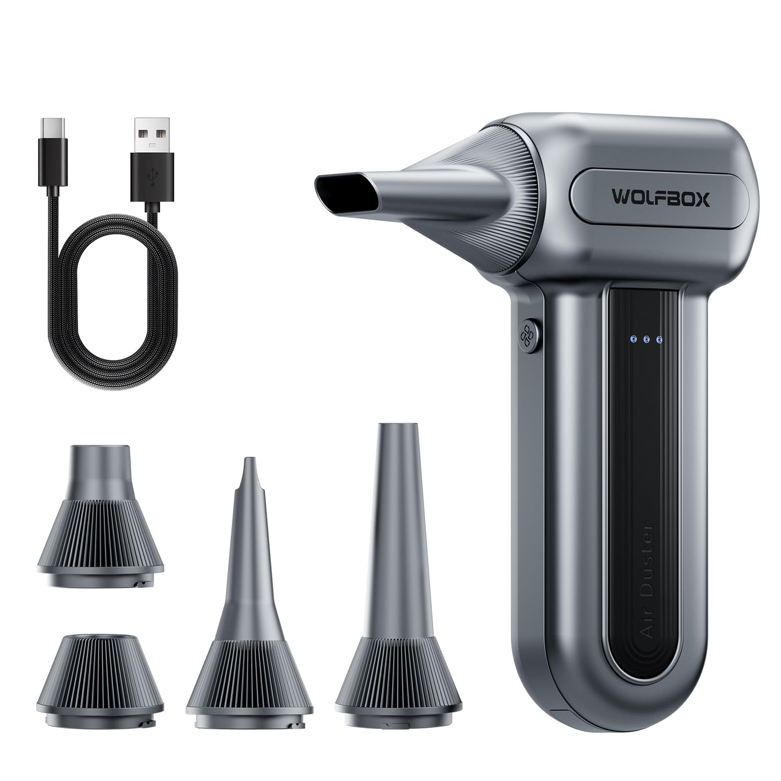 WOLFBOX MF60 Compressed Air Duster, 3-Speed Adjustable, Electric, by WOLFBOX - Angle View 10