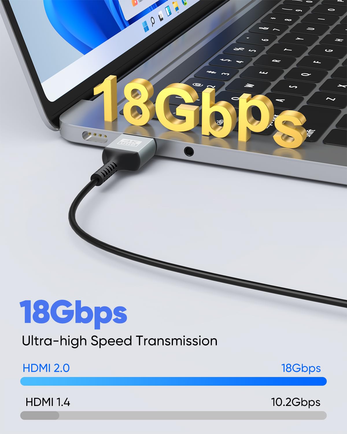 ZeniKon 20 FT HDMI cable, 4K compatible, slim and flexible long HDMI cord for high-quality video and audio transmission.