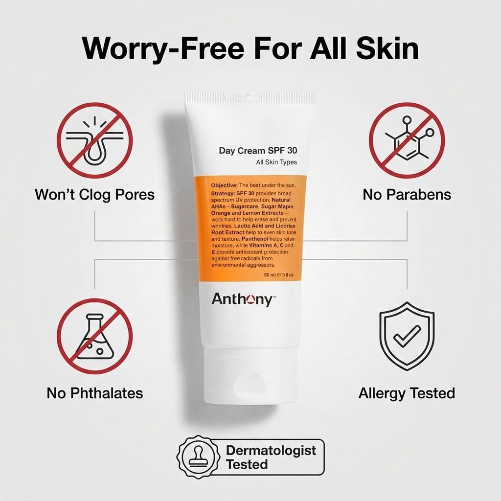 Anthony Day Cream SPF 30 Face Moisturizer, 3 Fl Oz - Anthony