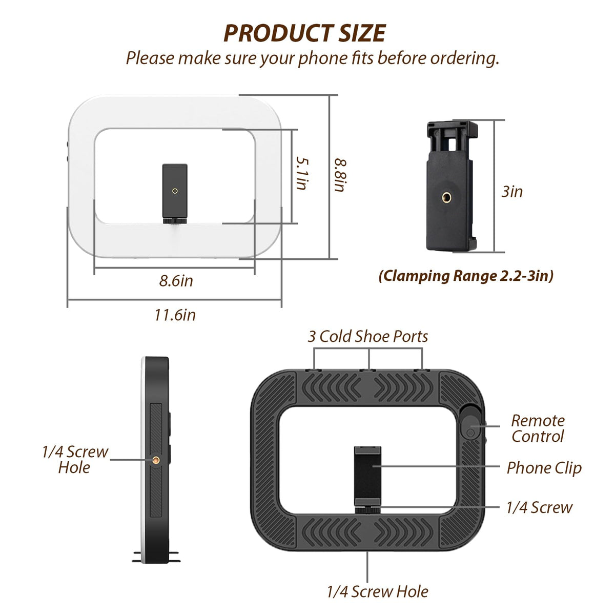 Smartphone Video Rig with Light Handheld Ring Selfie Light - WBLOOMSI Official Imagery - 3