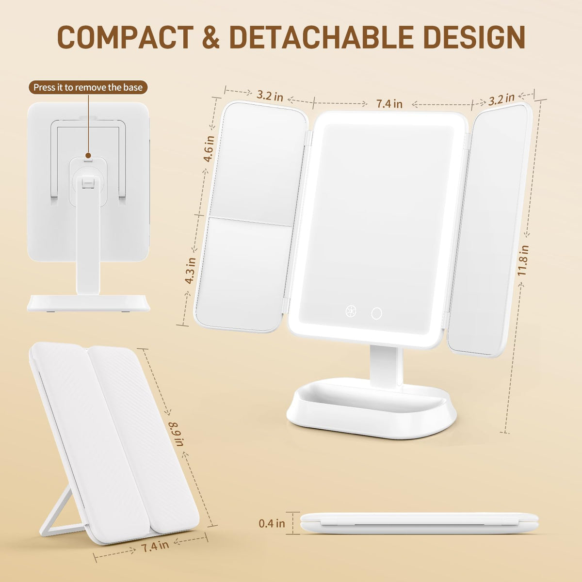 Makeup Mirror with Lights 1X 3X 5X Magnification Vanity - FRANO Official Imagery - 3