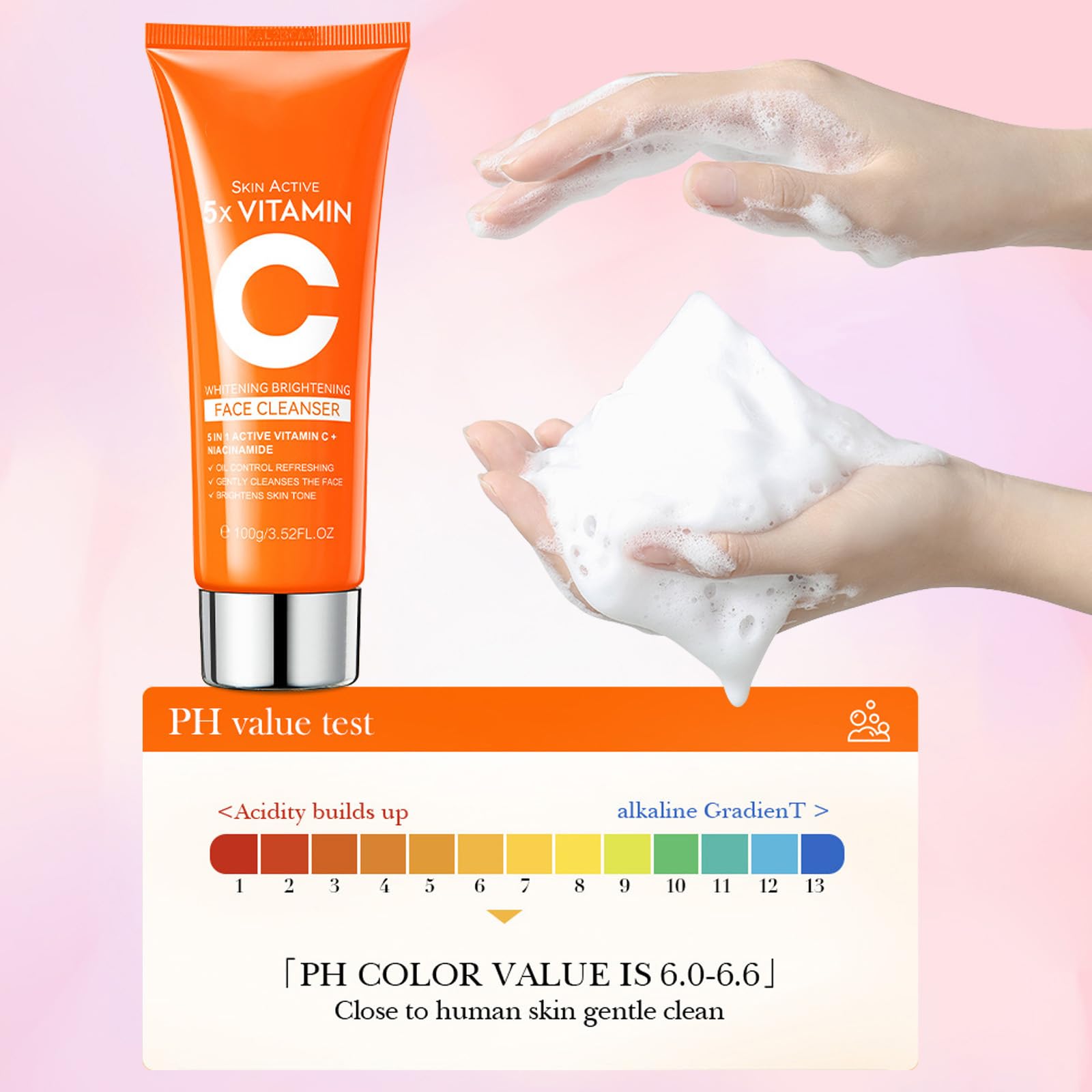 NureBe 5X Vitamin C Face Cleanser 100g with Niacinamide & Hyaluronic A - View 6