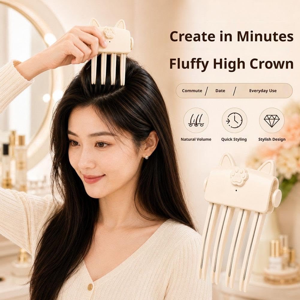 Generic heated root volumizer clip with USB recharge, cordless hair styling tool, two heat settings, quick volume touch-up.