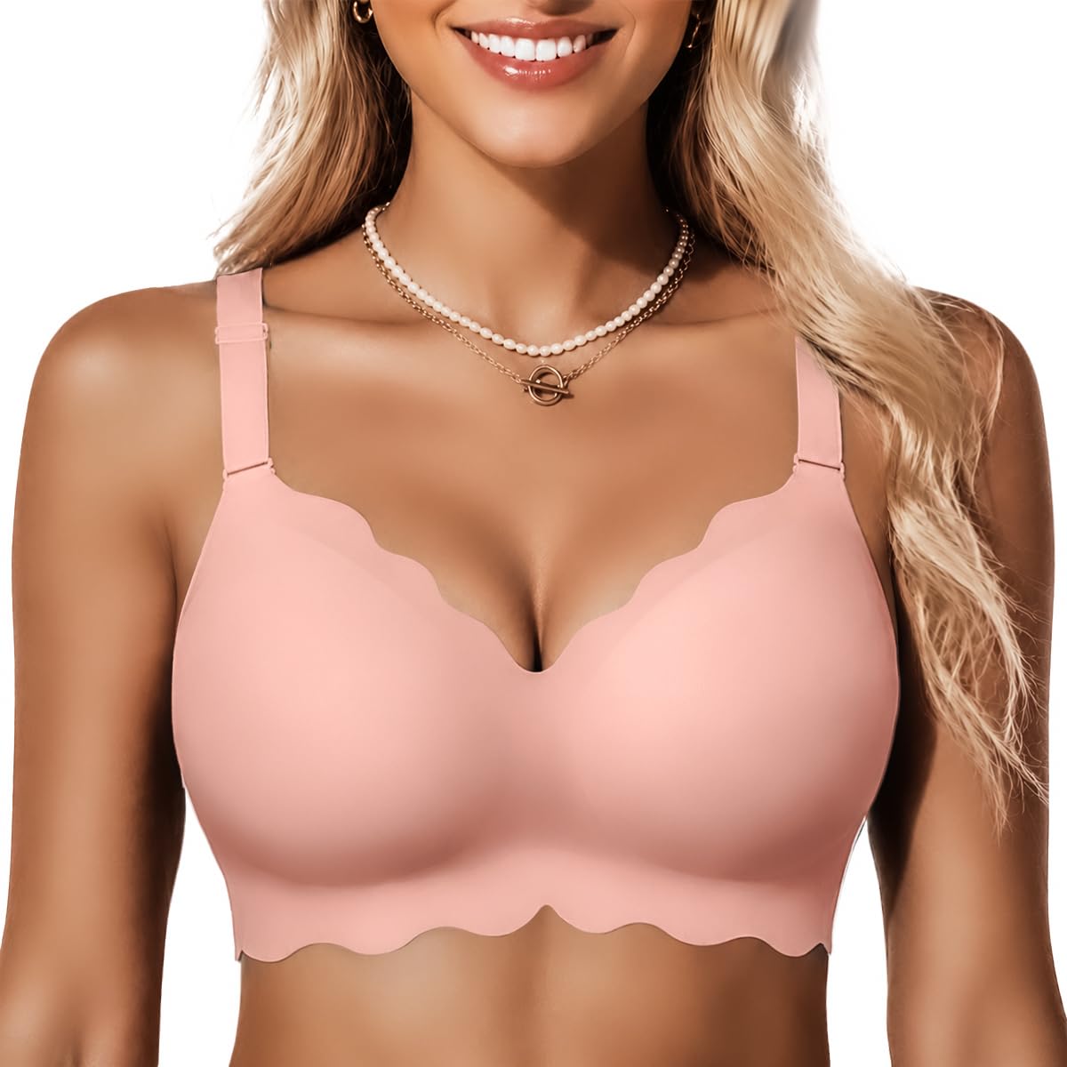 COCOMARTS Jelly Bras for Women No Underwire Scalloped Wireless Push Up - View 10