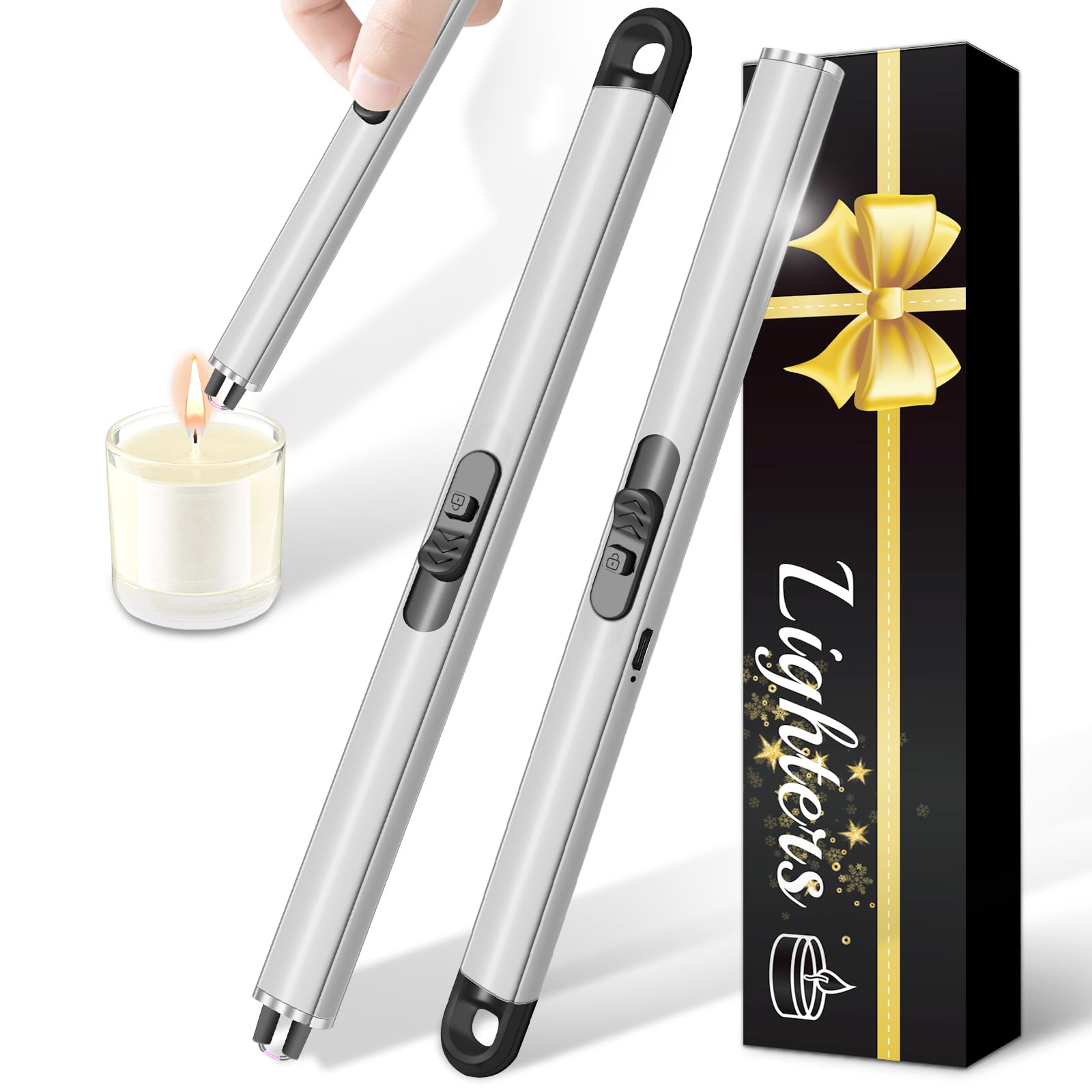 Jamestry 2 PCS Electric Lighter, Pink Candle Lighter Arc Windproof Fla - View 10